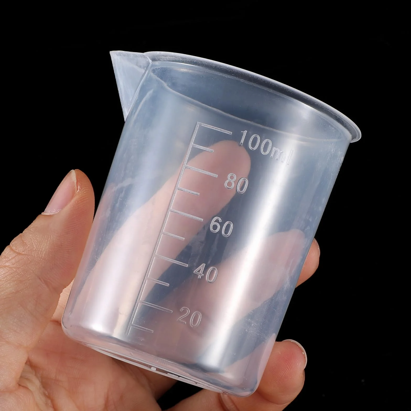Zestaw 6 kubków miarowych Measuring Cups, kubki miarowe 25ml 50ml 100ml 150ml 250ml 500ml, precyzyjne odporne na wysokie temperatury z tworzywa sztucznego kubki miarowe ml ze skalą, do laboratorium