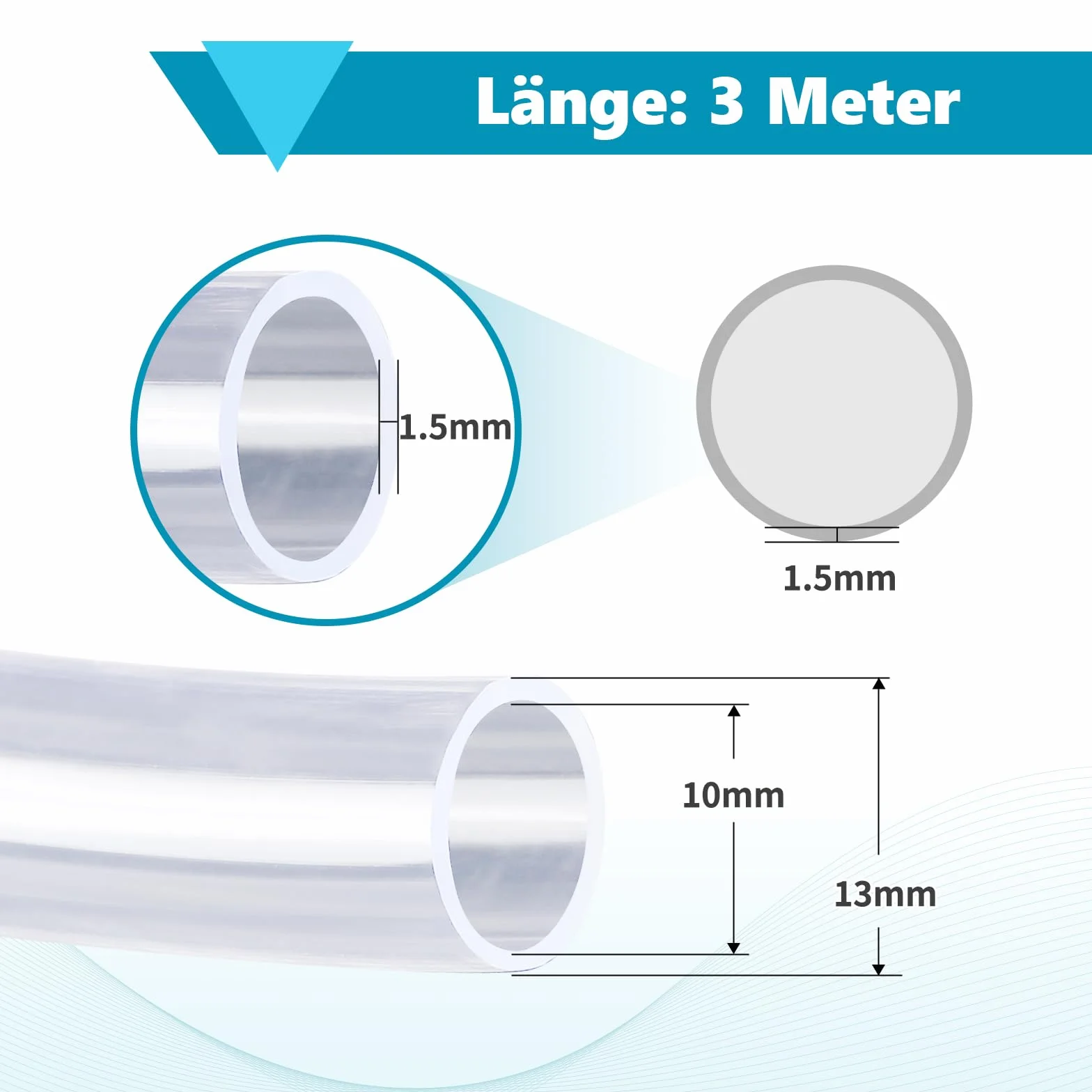 Wąż z PCW do wody i powietrza 3m 10x13mm