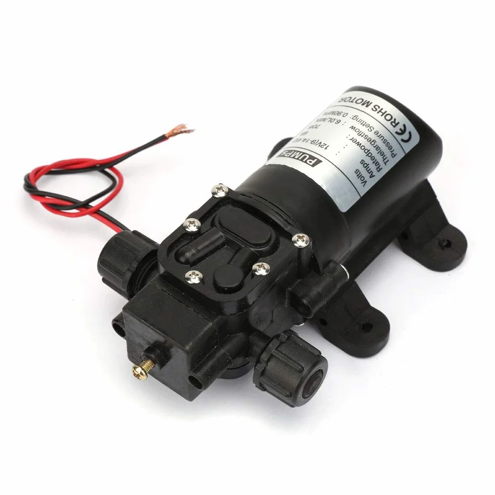 Pompa Wysokociśnieniowa Elektryczna Pompa Wysokociśnieniowa Czarne Tworzywo Sztuczne Dc 12V 70W 6L Min Samozasysająca Wysokociśnieniowa Pompa Membranowa Dwustronna Pompa Wodna z