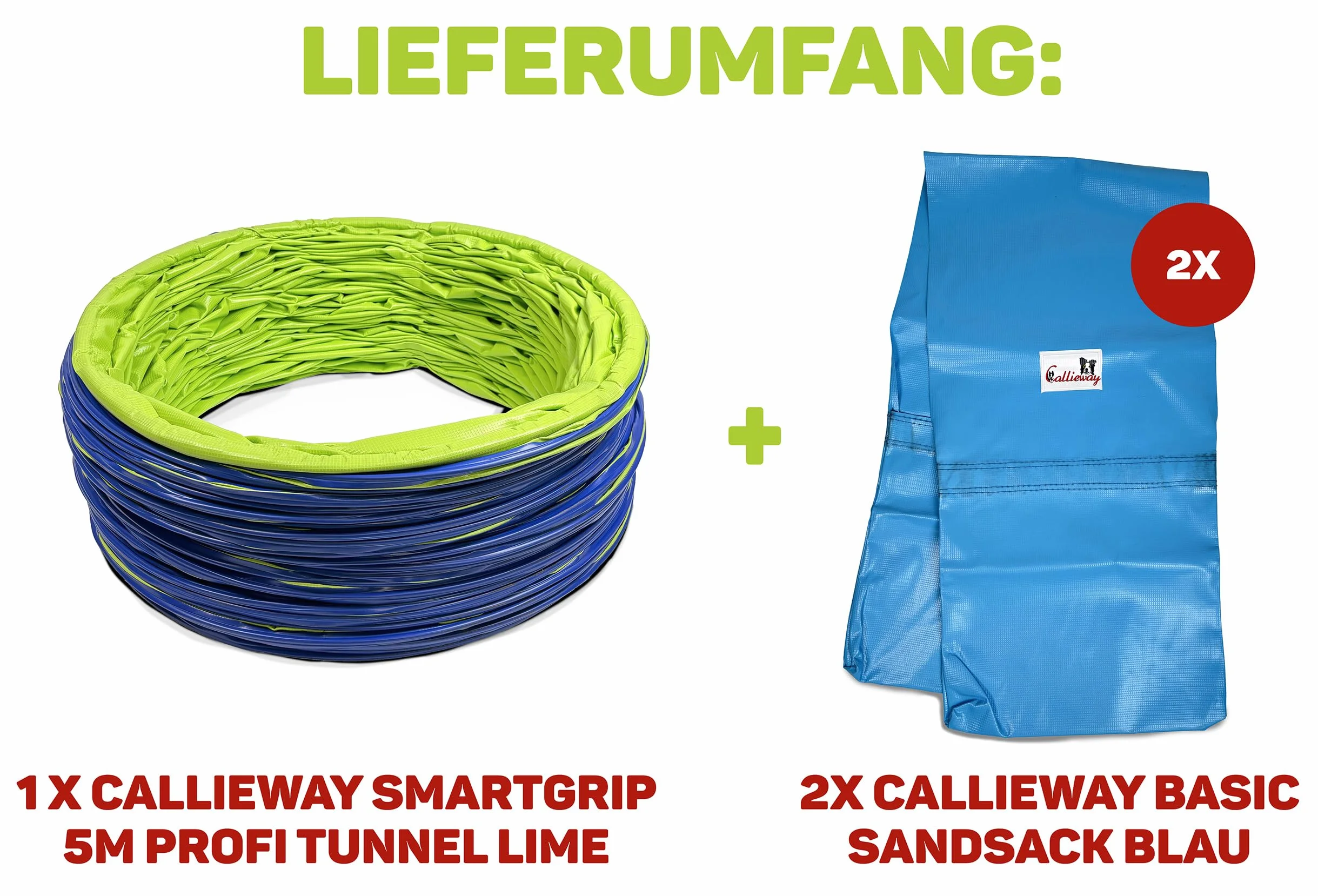 Callieway® Dog Agility tunel profesjonalny / psy tunel 5 m długości / 60 cm Ø Agility urządzenie (5 m, limonkowa zieleń)