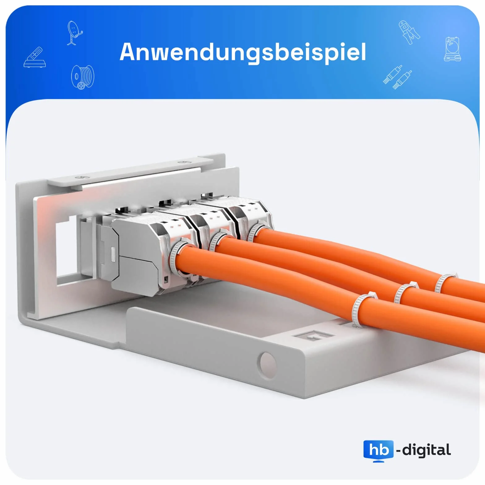hb-digital 4-portowy panel krosowy obudowa do modułów Keystone z np. gniazdem RJ45 RJ11 Socket wtyczka antenowa złącze F USB-C USB-A BF/AF HDMI zacisk biegunowy gniazdo gwintowane BNZ - jasnoszary