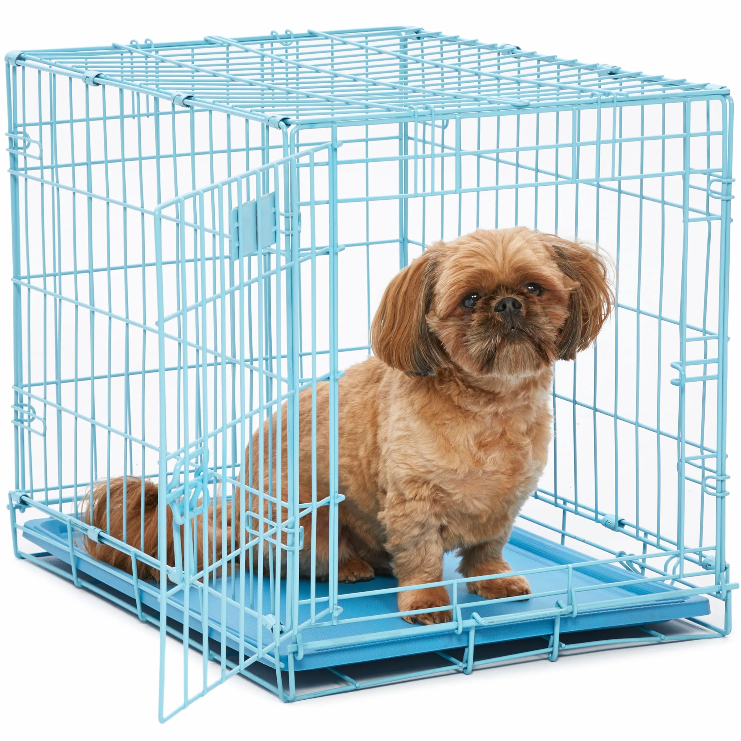 MidWest Homes for Pets Nowo ulepszona pojedyncza skrzynia dla psa iCrate o długości 60,96 cm, zawiera szczelną patelnię, nóżki chroniące podłogę, panel działowy i nowe opatentowane funkcje, niebieski,