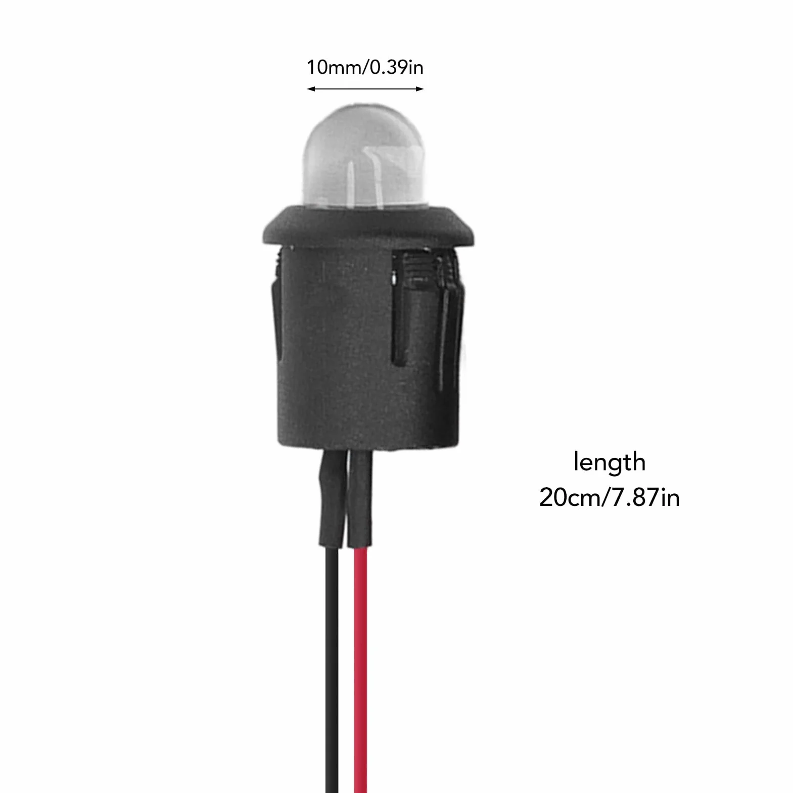 10 Sztuk Dioda LED 10mm 12V Lampka Kontrolna z wodoodporną linią (Czerwony)