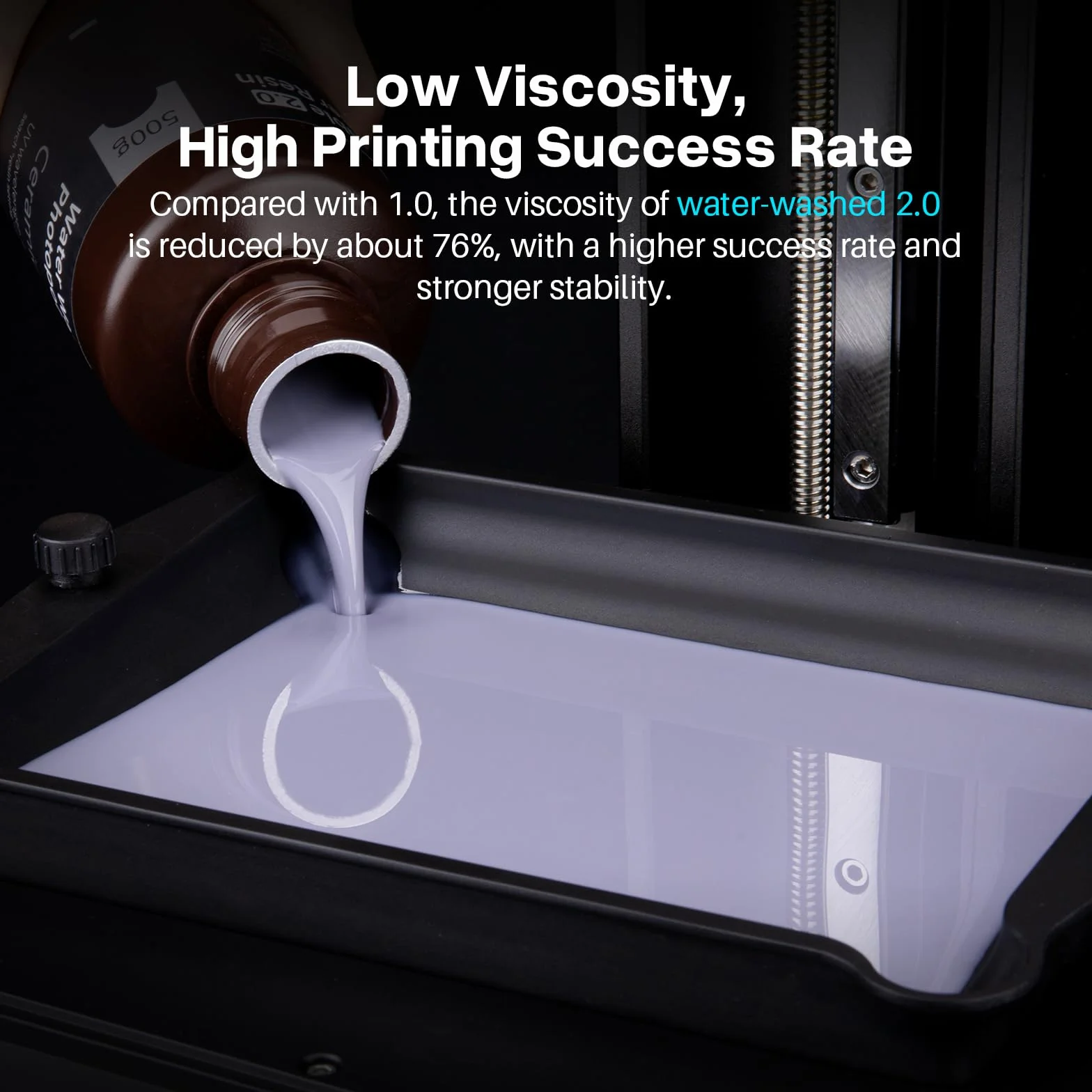 ELEGOO Water Washable 3D Printer Resin 2.0, Szybko Utwardzalna Żywica Fotopolimerowa do Drukarek LCD DLP SLA Resin, Płyn do Utwardzania UV 395-405 nm, Niski Skurcz, Wysoka Trwałość, 2000g Szary