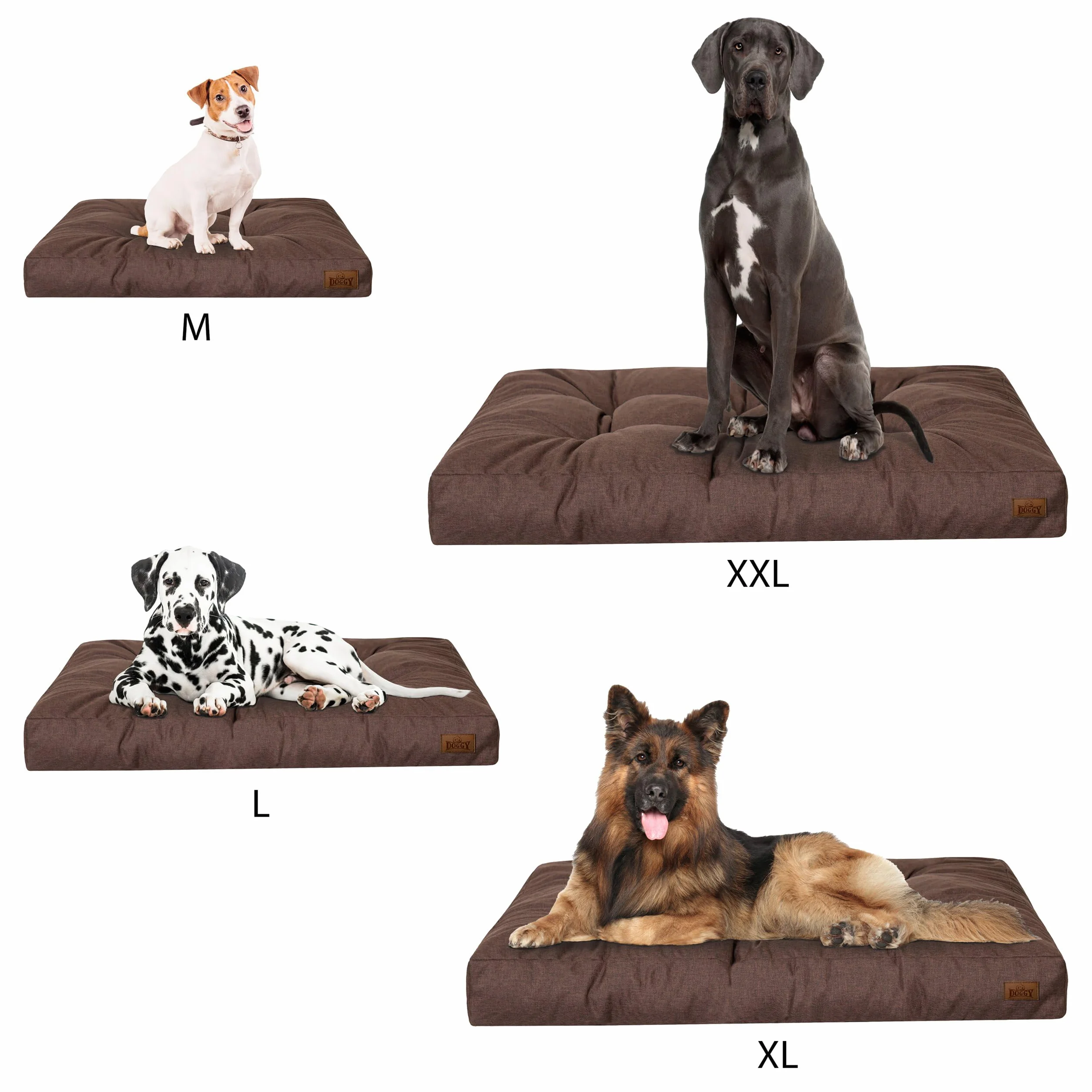 DOGGY Legowisko dla Psa, Prostokątny Materac, Kanapa, Poduszka, Kosz, Legowisko dla Zwierząt Domowych, Miejsce do Spania, Meble [XXL] - 130 x 100 cm, Brązowe