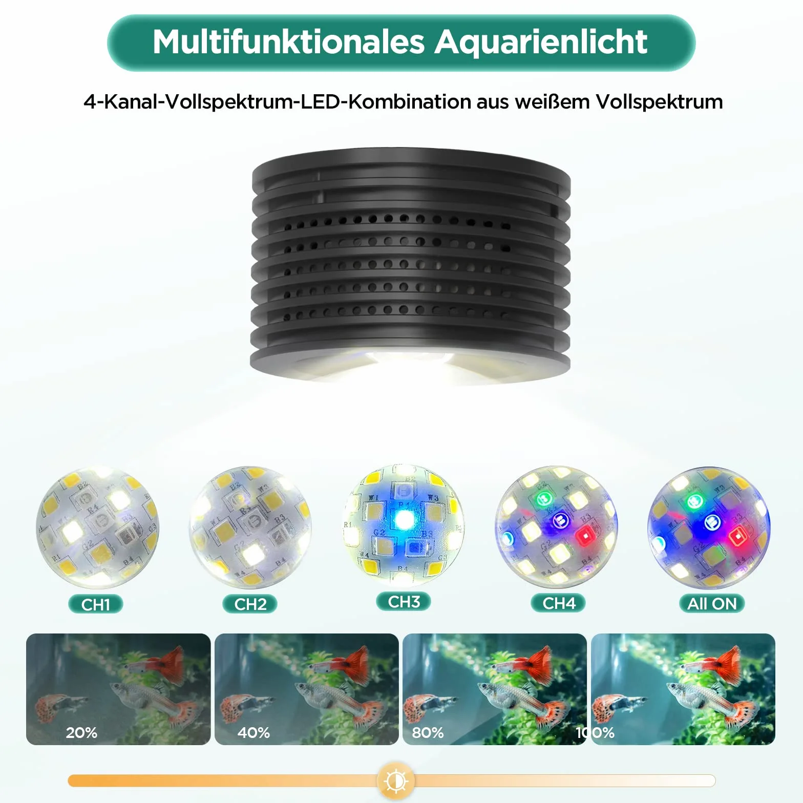 Lominie Oświetlenie akwarium, nano 6500 K, ściemniana lampa basenowa z łabędzią szyją, pełne spektrum, wielofunkcyjna lampa zaciskowa LED, do akwarium słodkowodnego