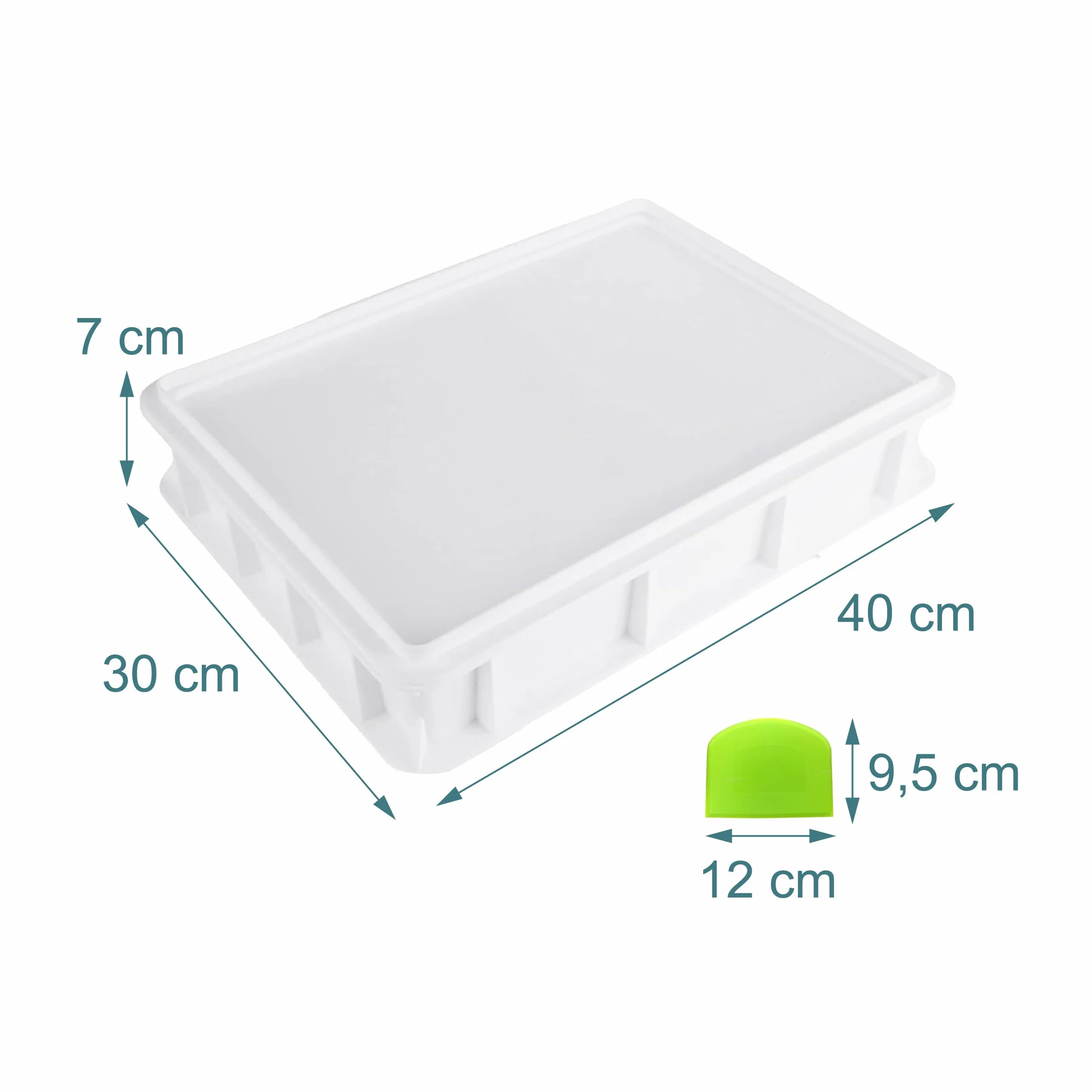 Relaxdays Pudełko na ciasto do pizzy 2 szt. z pokrywką, plastikowe przechowywanie do układania w stos, 7 x 40 x 30 cm, białe