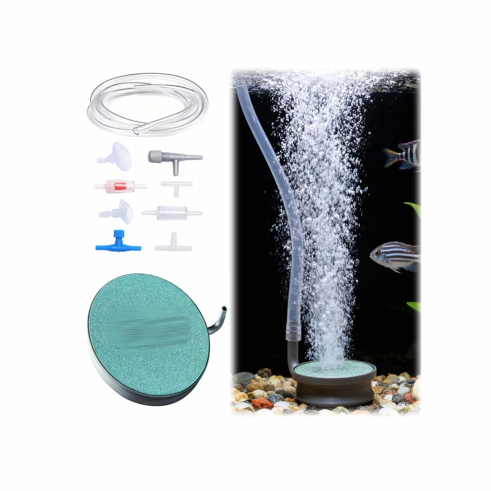 VOSSOT 38mm kamień sprudelujący do akwarium, nano kamień powietrzny do akwariów, zestaw nano kamieni powietrznych do akwarium, bardzo cichy, bezgłośny dyfuzor, nano pęcherzykowy kamień dla stawów