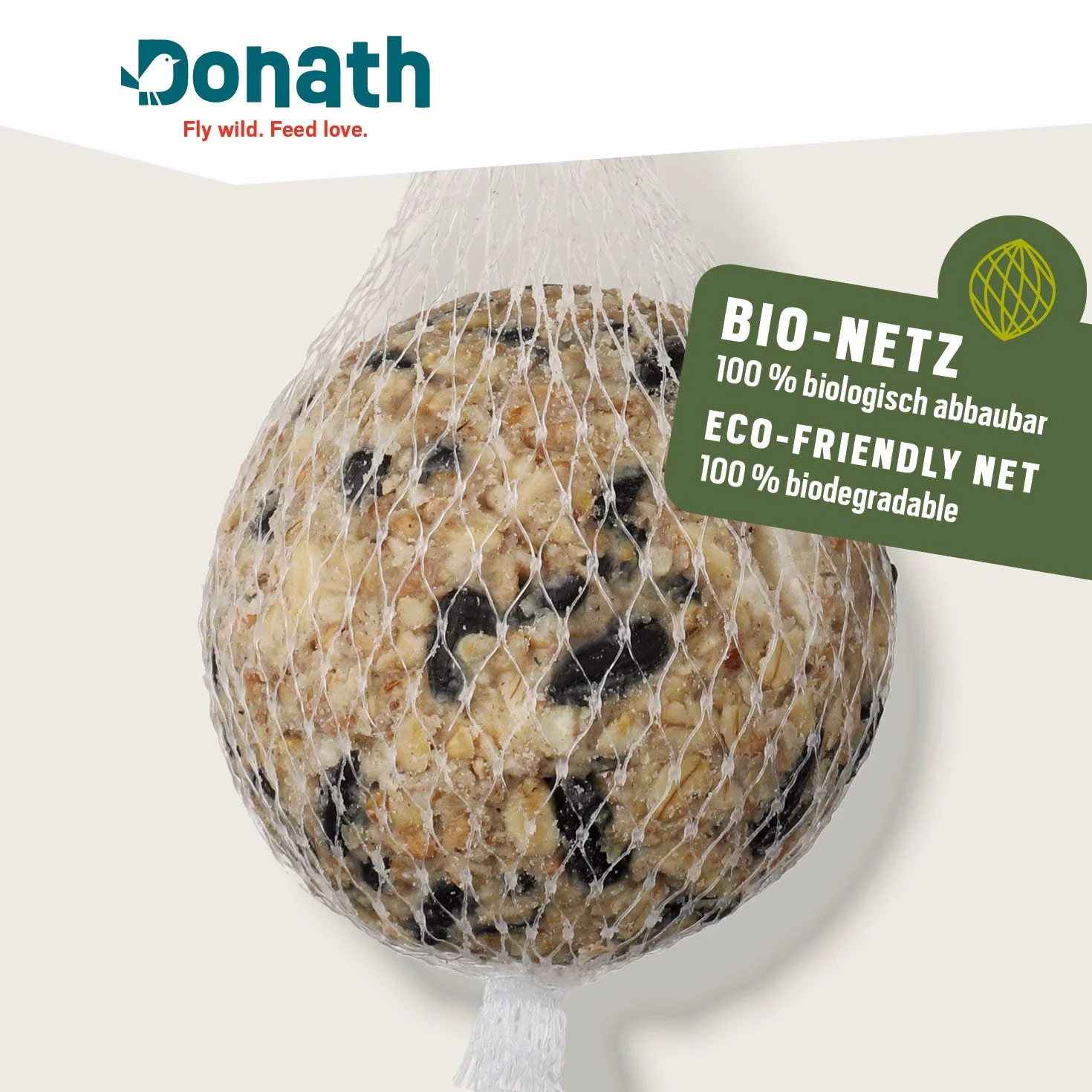Donath energooszczędne kule klasyczne, w sieci BIO - 6 kul smalcowych w ekologicznej siatce w wiaderku ekonomicznym (6 x 100 g) - cenna całoroczna karma dla dzikich ptaków - z naszej manufaktury w południowych Niemczech