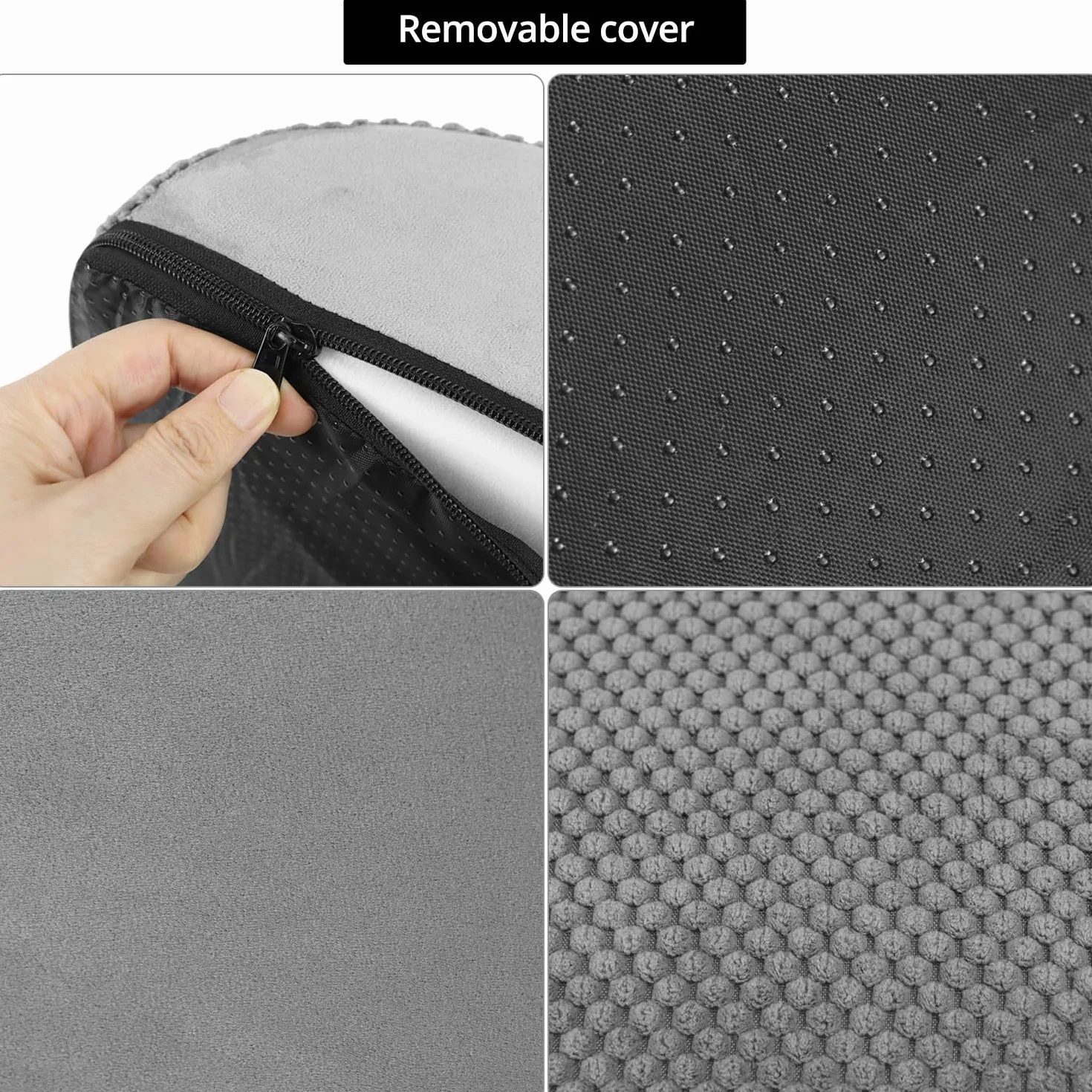 QWORK® Szare schody dla psa, 3-stopniowe, 60x40x40cm, z wysokiej gęstości gąbką, ze zdejmowanymi pralnymi pokrowcami