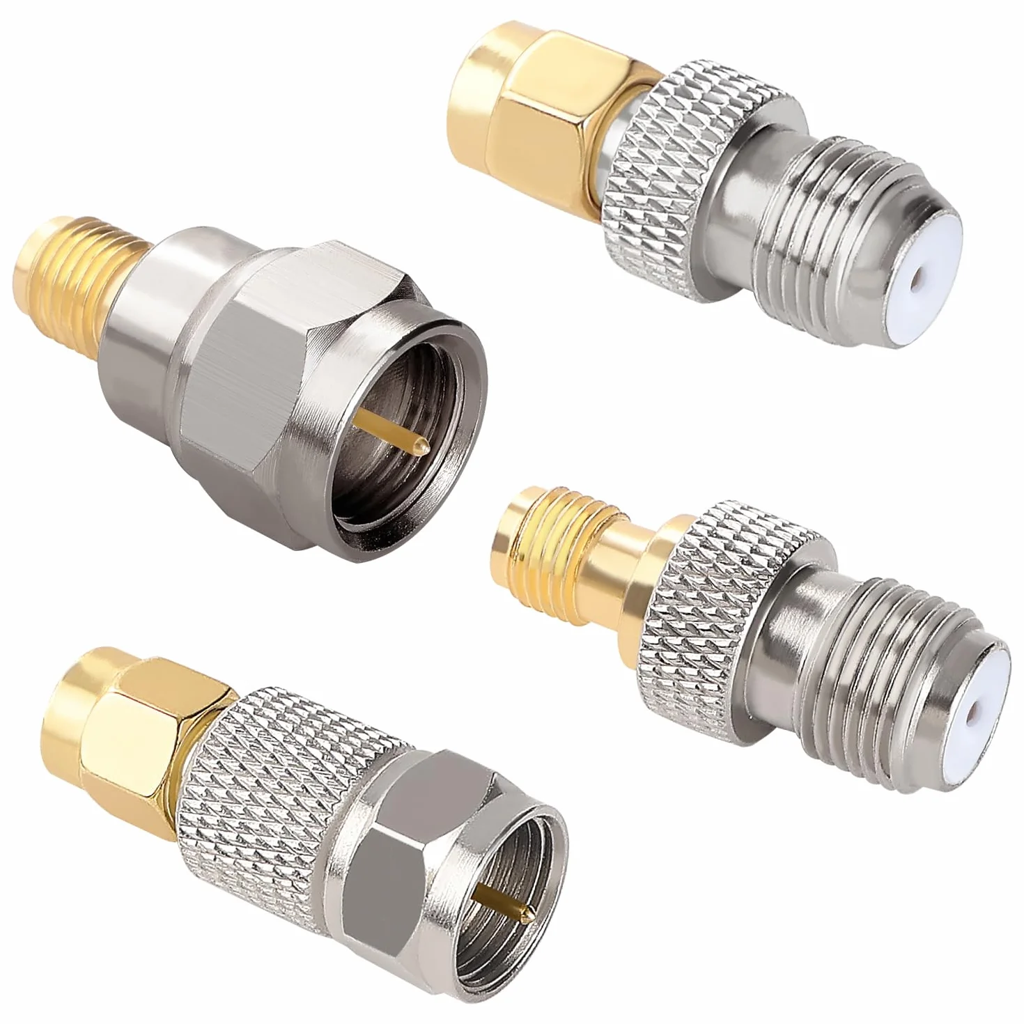 Zestaw 4 sztuk złącza F-Type do SMA, adapter do anteny FM Radio WiFi TV