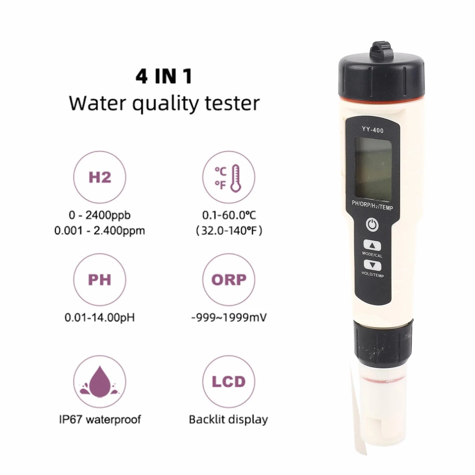 Przenośny tester jakości wody 4 w 1 YY-400 PH ORP H2