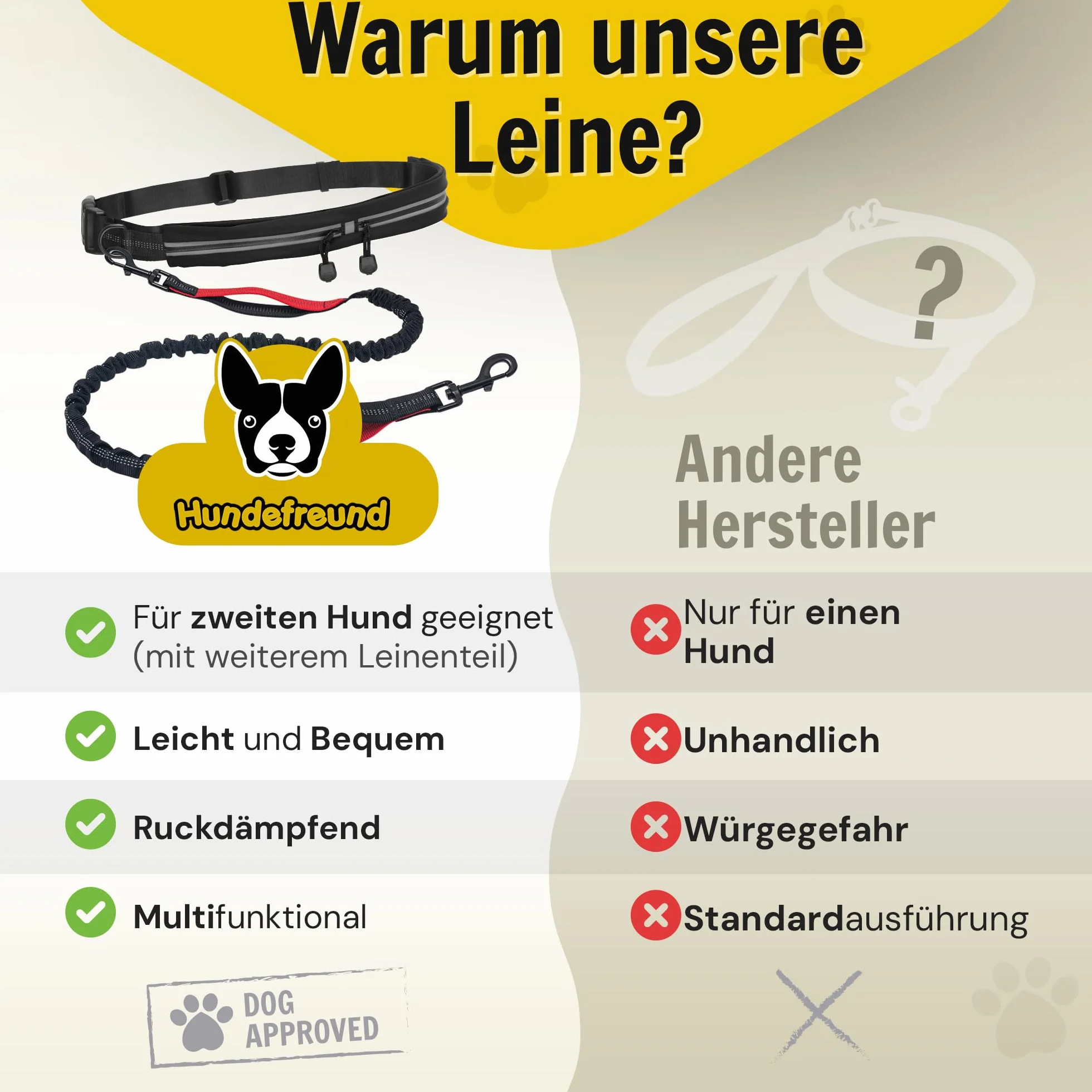 Hundefreund Smycz z paskiem bez użycia rąk dla średnich i dużych psów Canicross elastyczna smycz 120-180 cm (Czarny)