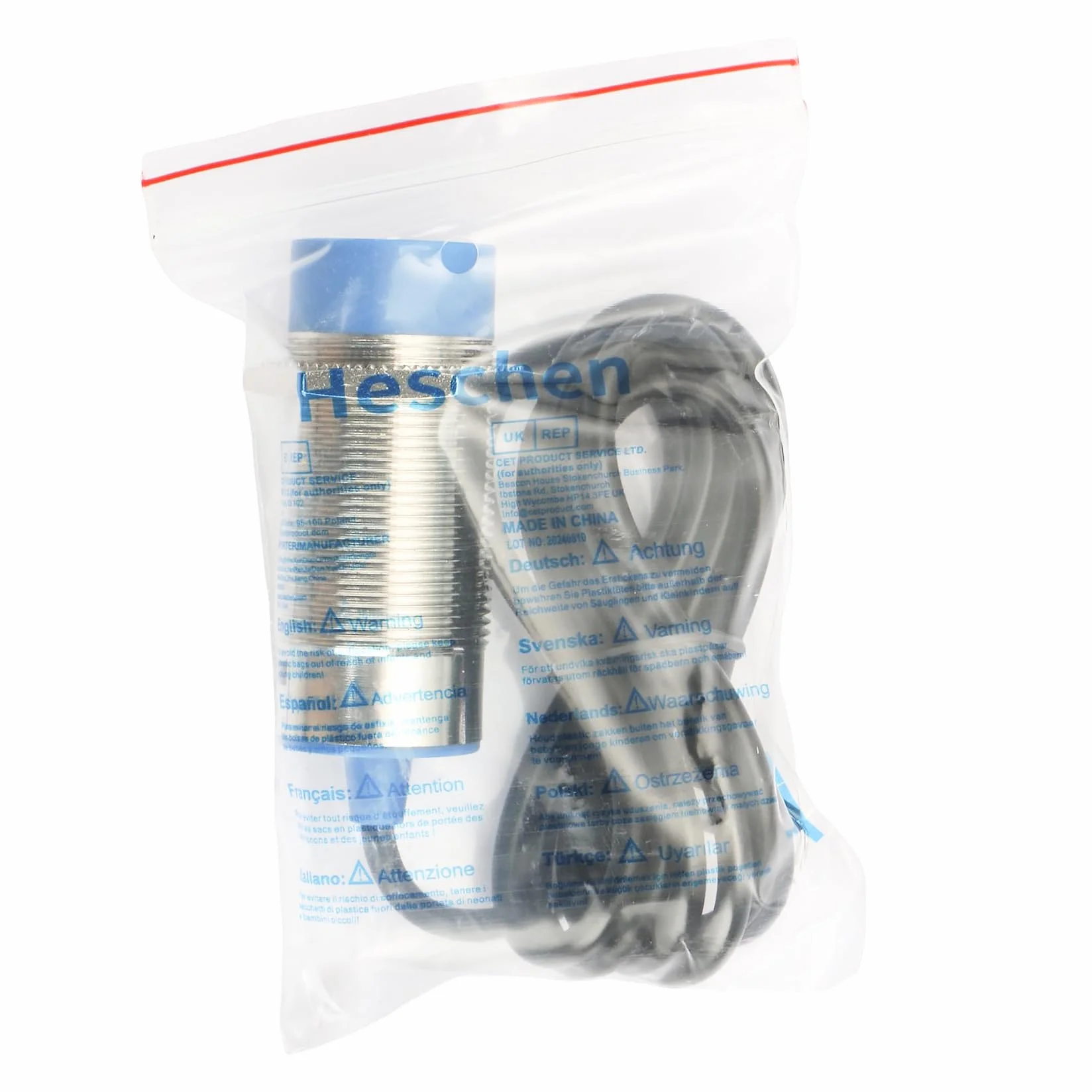 Heschen Pojemnościowy przełącznik czujnika zbliżeniowego M30, typ nieochronny, LJC30A3-H-Z/CX, detektor 1-15 mm, 10-30 VDC 200 mA, NPN NO+NC, 4 przewody