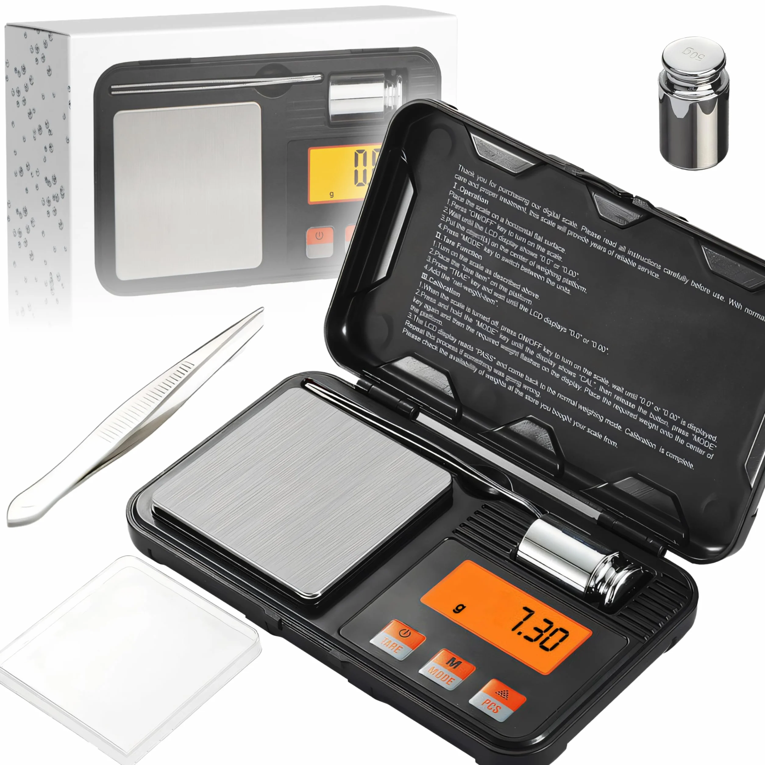 Retoo Cyfrowa waga precyzyjna, 200 g/0,01 g – kompaktowa waga gramowa z wyświetlaczem LCD, funkcją tary i wysoką dokładnością, idealna do biżuterii, kuchni, kawy, ziół, baterii w zestawie