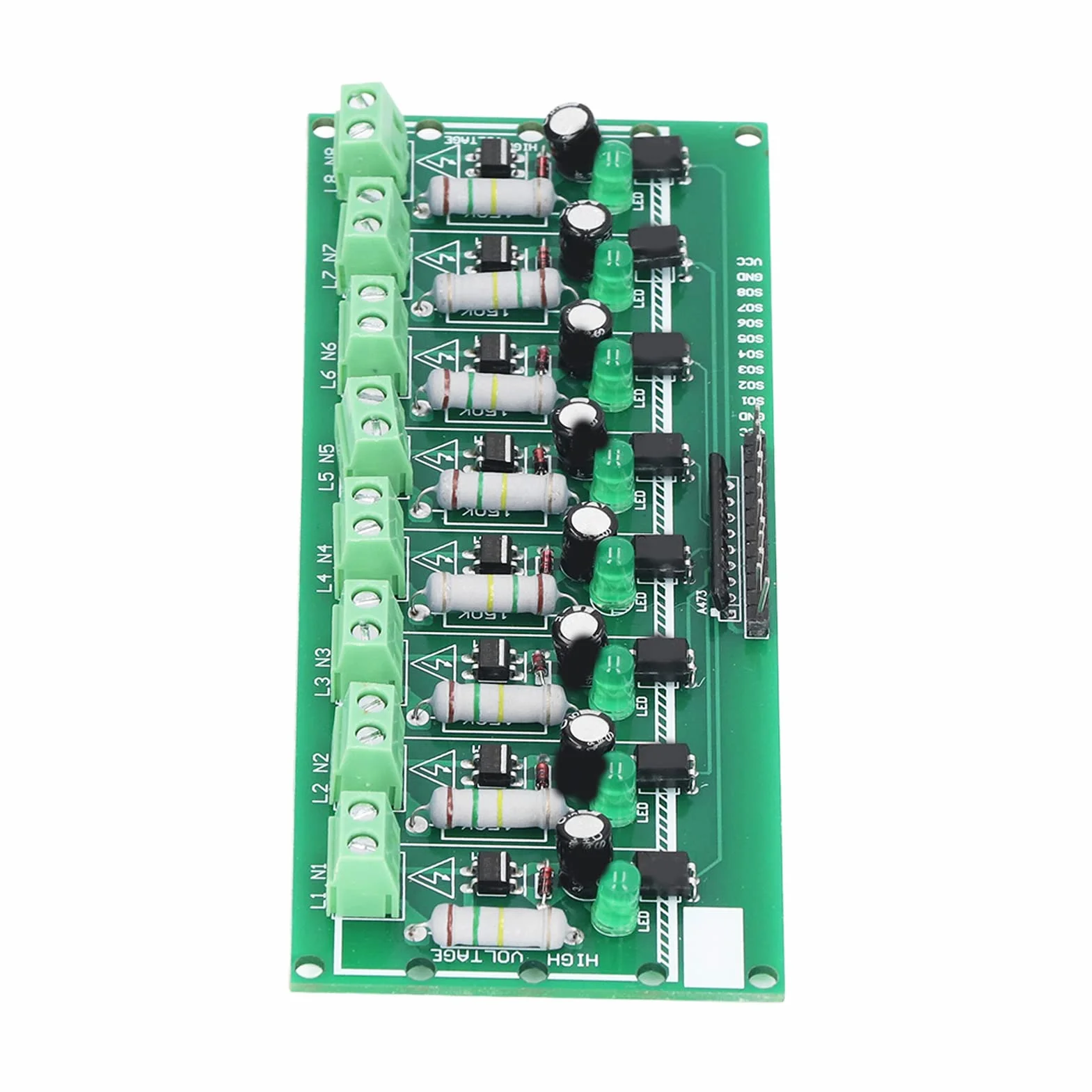Moduł Wykrywania Napięcia 220V AC 8-kanałowy z Izolacją Transoptorową PLC PCB 3-5V