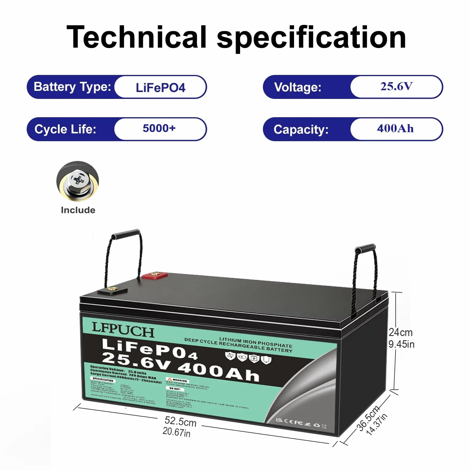 Baterie o długiej żywotności,Nowy Bateria Lifepo4 24V 400Ah Bateria litowo-żelazowo-fosforanowa, zastępując akumulatory kwasowo-Nadaje się do systemów magazynowania energii itp.