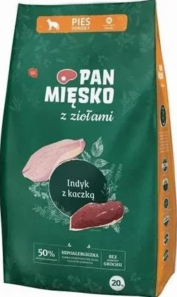 Karma sucha dla psa z Ziołami Indyk z kaczką chrupki M 20kg