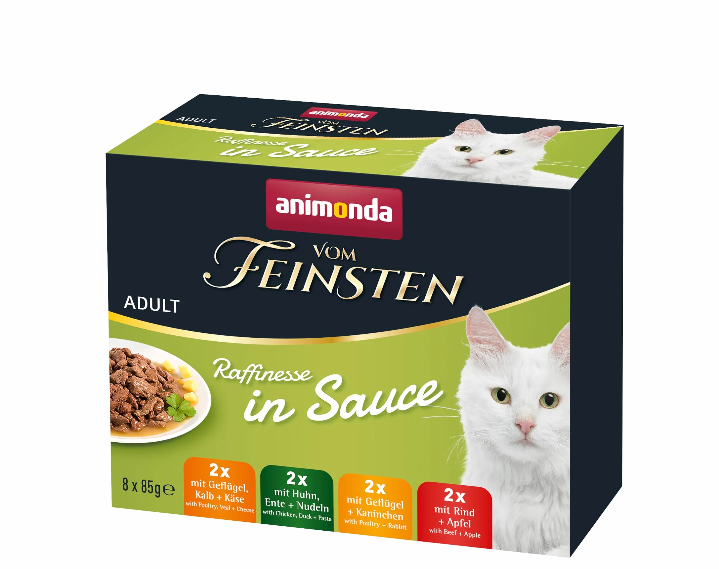 animonda Vom Feinsten Adult Rffinesse, mokra karma w sosie dla dorosłych kotów, 8 x 85 g opakowanie mieszane