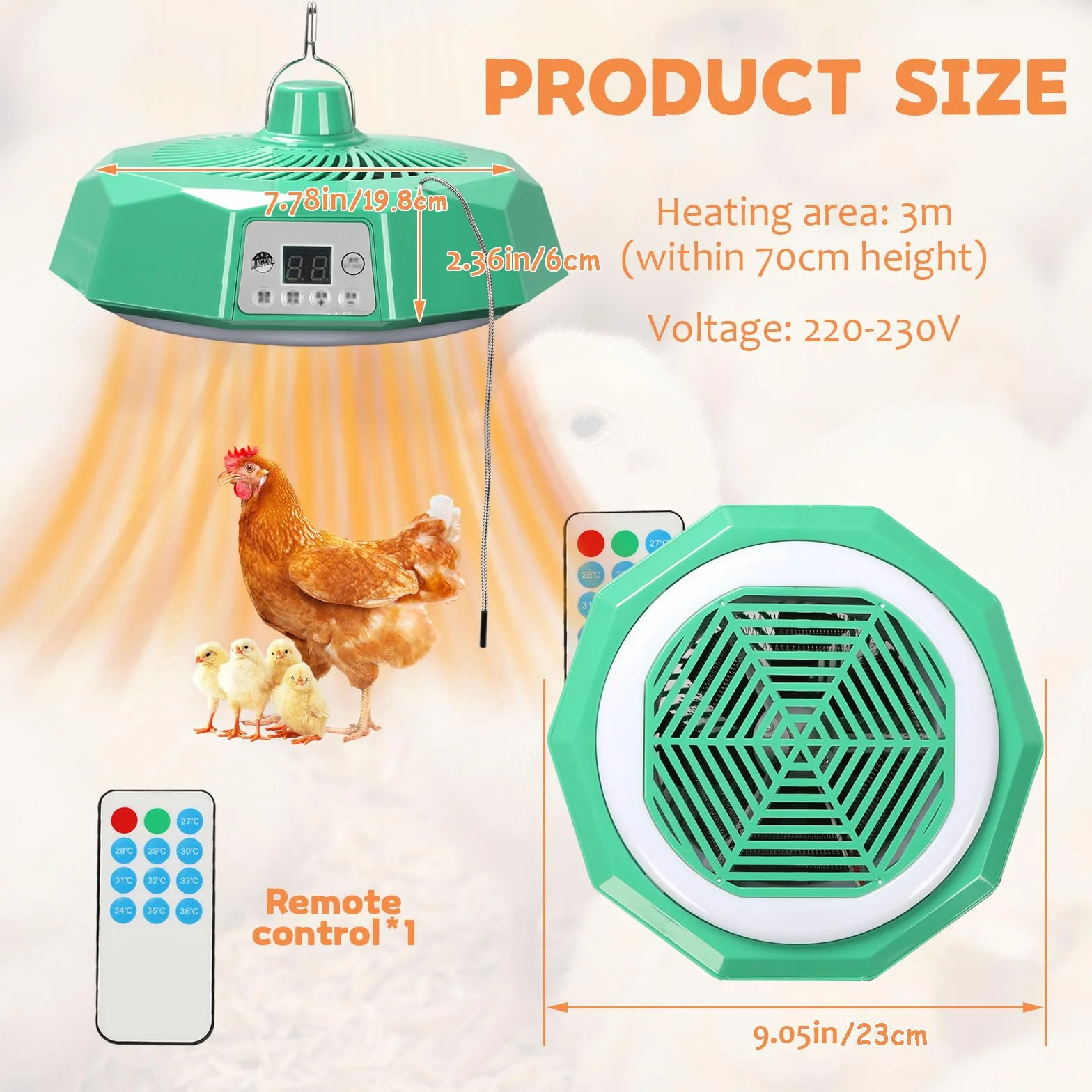 Płyta podgrzewająca dla piskląt 500W lampa grzewcza do kurnika z termostatem i pilotem