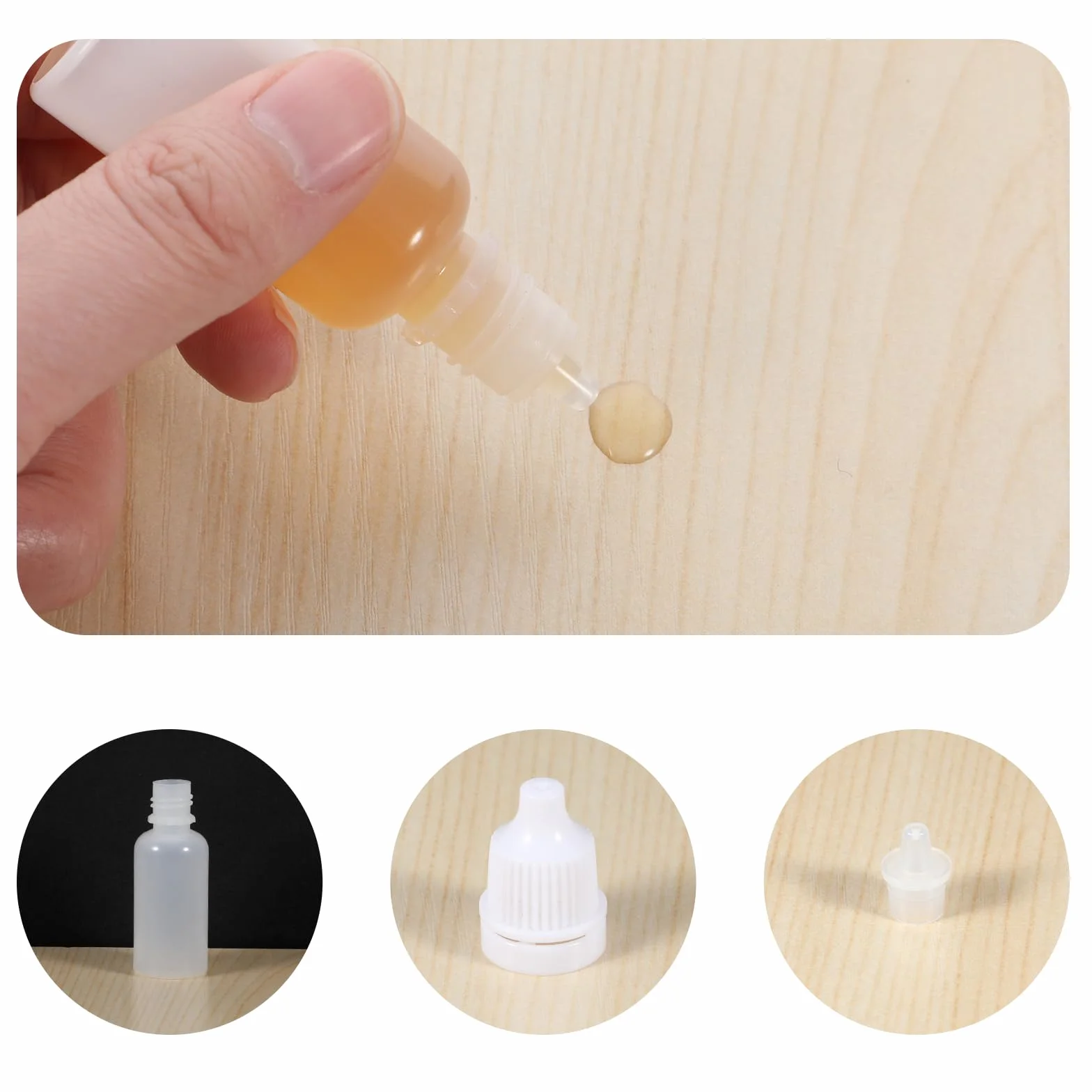 Lusofie 15 ml plastikowe butelki z kroplomierzem, zestaw 12 sztuk