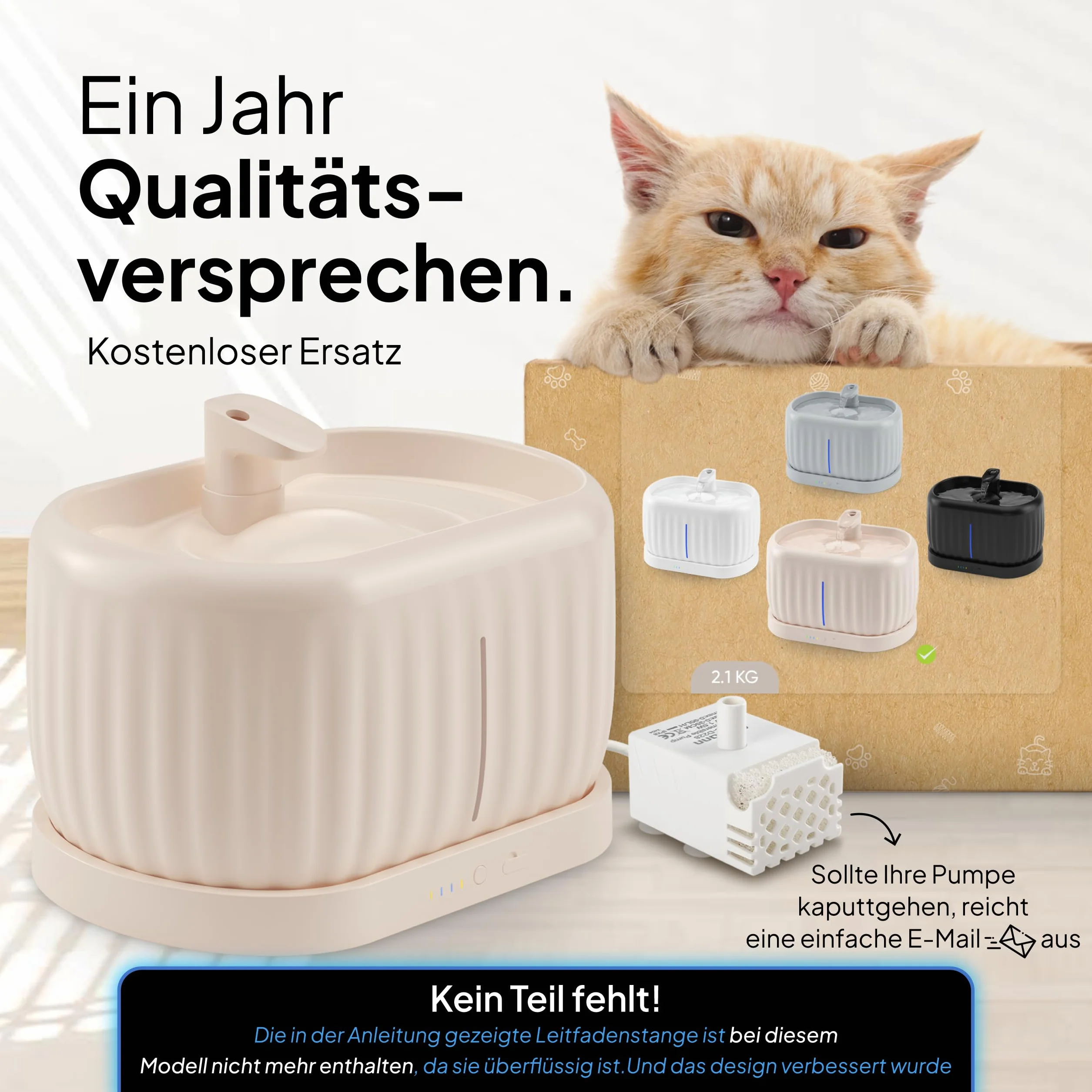 Pretty Paw bezprzewodowa fontanna dla kotów z czujnikiem ruchu – 3 tryby, akumulator 45 dni, zbiornik filtrujący 3 l – świeża woda w każdej chwili, cicha i elastyczna lokalizacja – Pure Flow Max