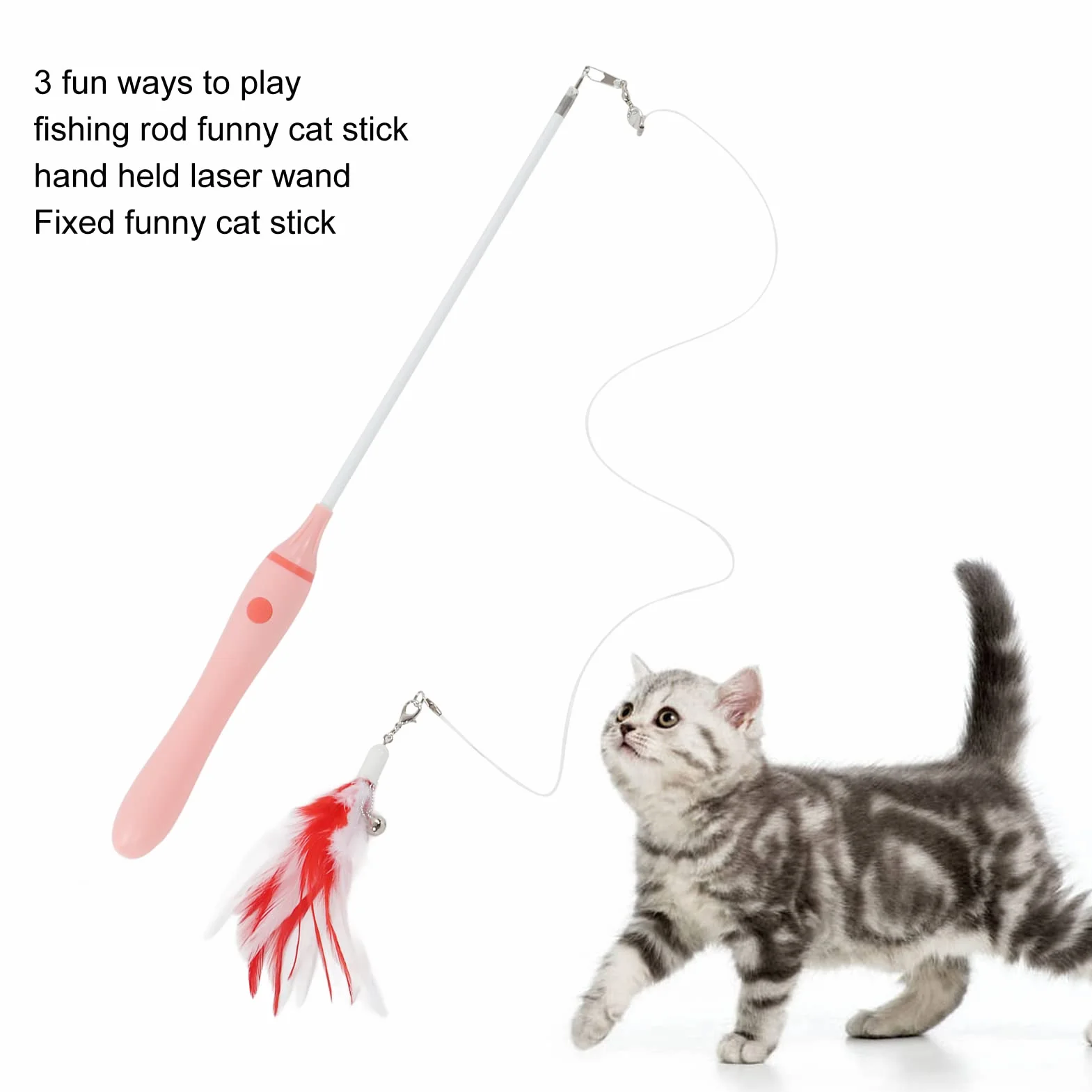 Naroote LED Red Light Light Katzentick, Funny Cat Stick Interactive dla Kotów dla Zwierząt (PINK)
