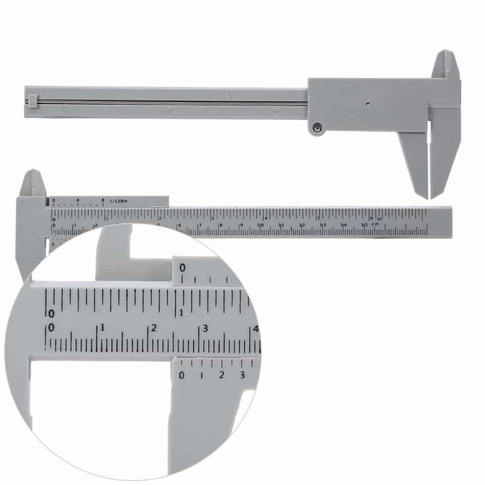 150mm z tworzywa sztucznego tworzywa sztucznego zacisk Vernier zacisku zacisk mikronów pomiaru narzędzia pomiarowego uczeń Beauty brwi Tatuaż Schiebelehre władca calowy/metryczny