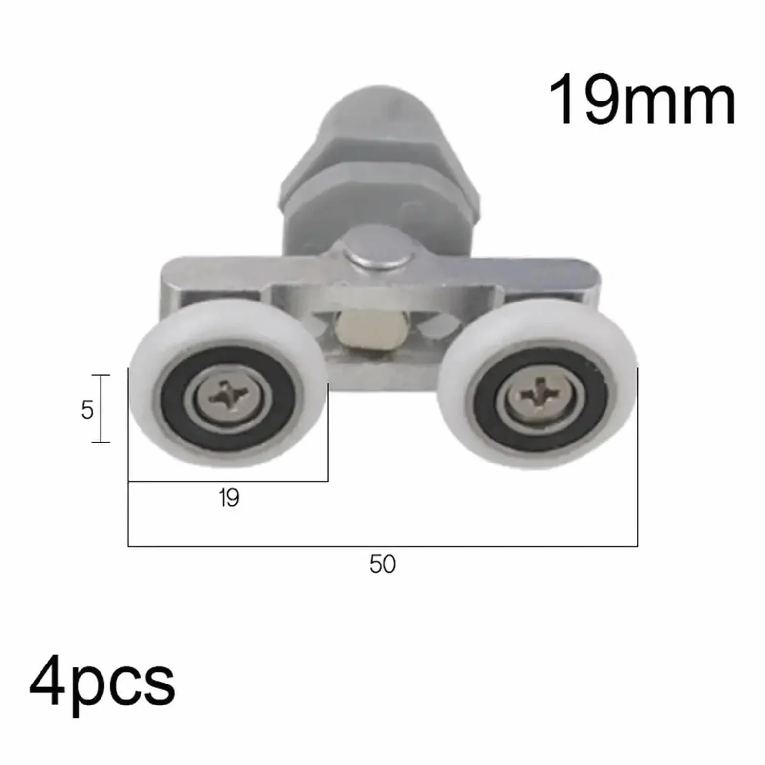 Przesuwne drzwi prysznicowe Rolki kółkowe Prowadni Rolki do drzwi prysznicowych, zestaw 4 szt., średnica 19-27 mm(19mm)