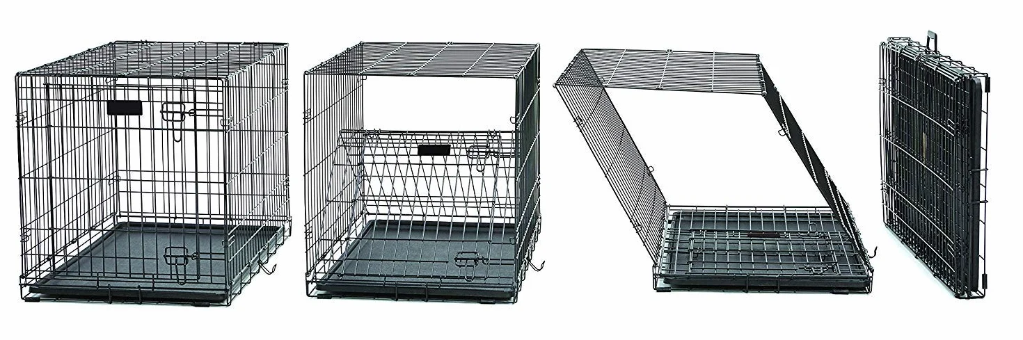 MidWest Homes for Pets Medium LifeStages Pojedyncze drzwi 76 cm składana skrzynia dla psa, zwiększone bezpieczeństwo, zawiera szczelną patelnię, przegrodę, uchwyt, gumowe nóżki