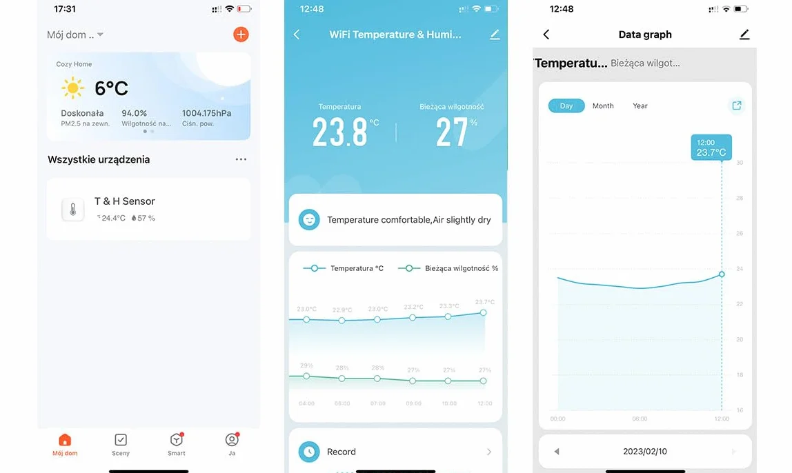 Czujnik temperatury i wilgotności WiFi TUYA V2