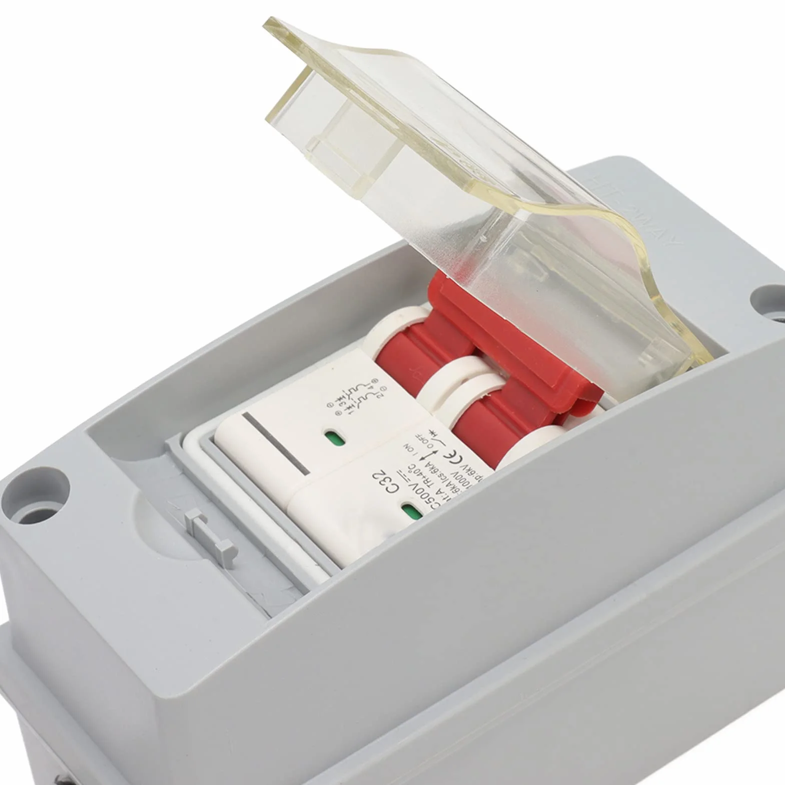 32A 500V PV DC Odłącznik, MCB 2P Prąd Słoneczny Zlewozmywak Przełączający Przełącznik Powietrza, Miniaturowy Wyłącznik Automatyczny z wodoodporną skrzynką rozdzielczą IP65 do Panel (Z kablem i złączem PV)