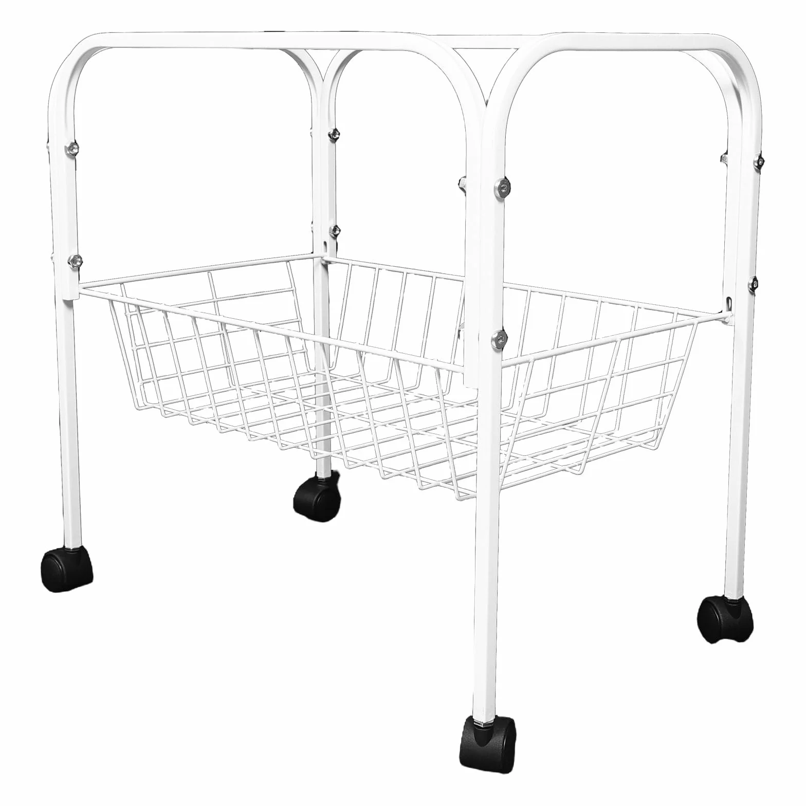 Metalowy Stojak z Kółkami Do Klatki dla Ptaków i Małych Zwierząt Stabilna Podstawa Półka Do Przechowywania Akcesoriów Biały Mobilny i Wytrzymały dla Papug i Chomików