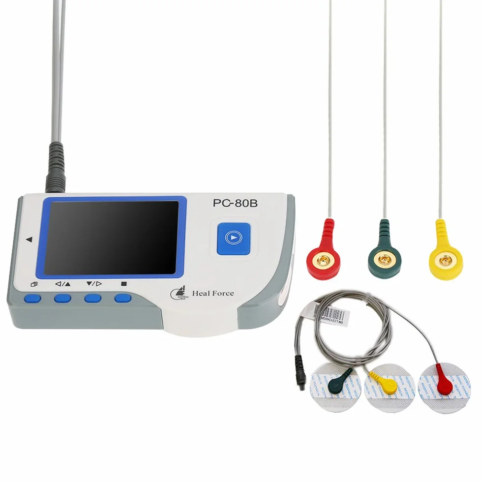 PC-80B Łatwy przenośny monitor EKG z 3-przewodowym kablem EKG, elektrodami, oprogramowaniem i kablem USB z certyfikatem CE