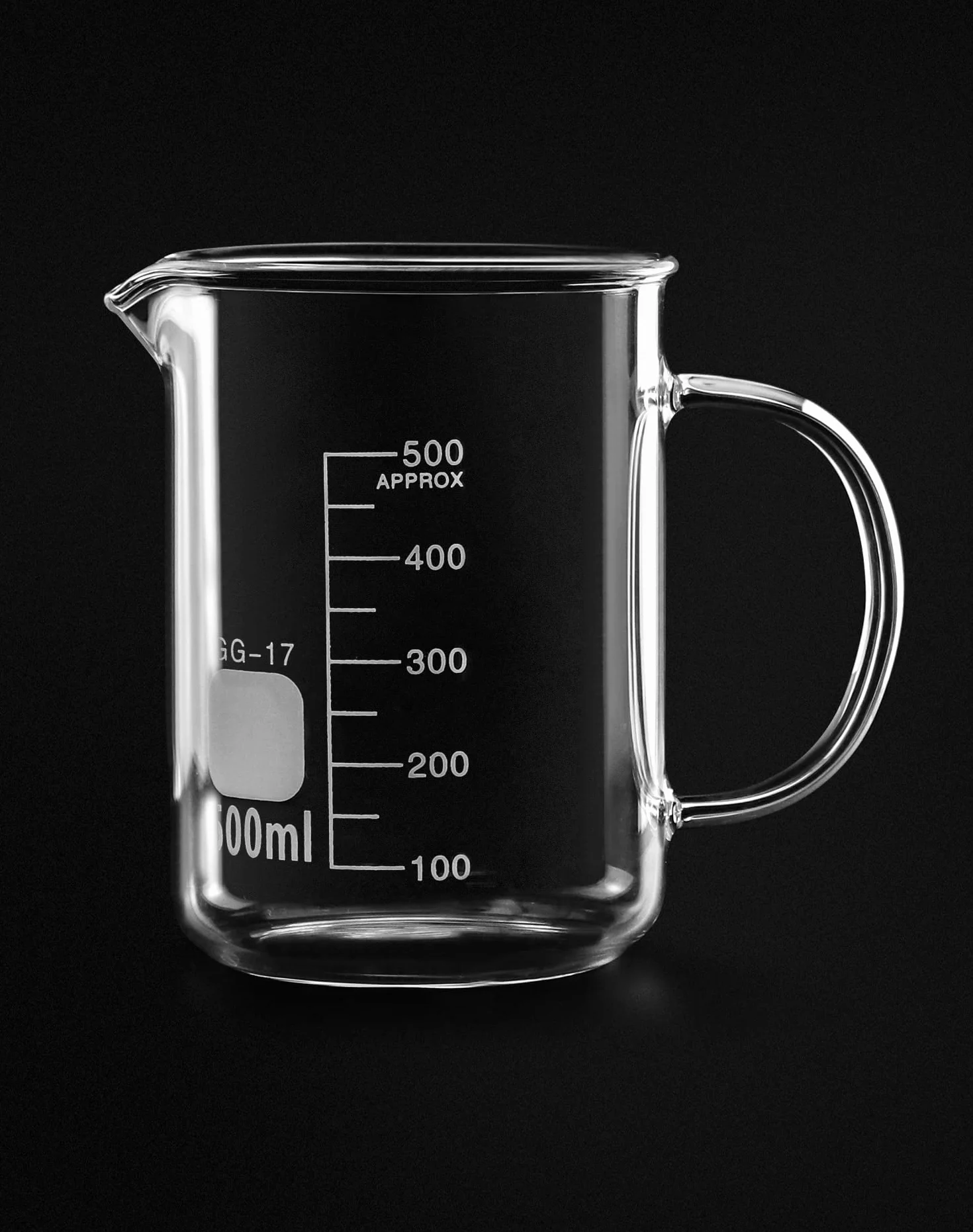 QWORK® 500ml Beaker Mug with Handle, Borosilicate Glass Measuring Cup, 2 Pack