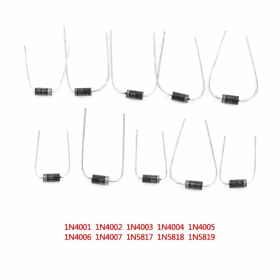 Zestaw diod prostowniczych, 200 sztuk Diody elektroniczne 1N4001 1N4002 1N4003 1N4004 1N4005 1N4006 1N4007 1N5817 1N5818 1N5819 Zestaw z pudełkiem