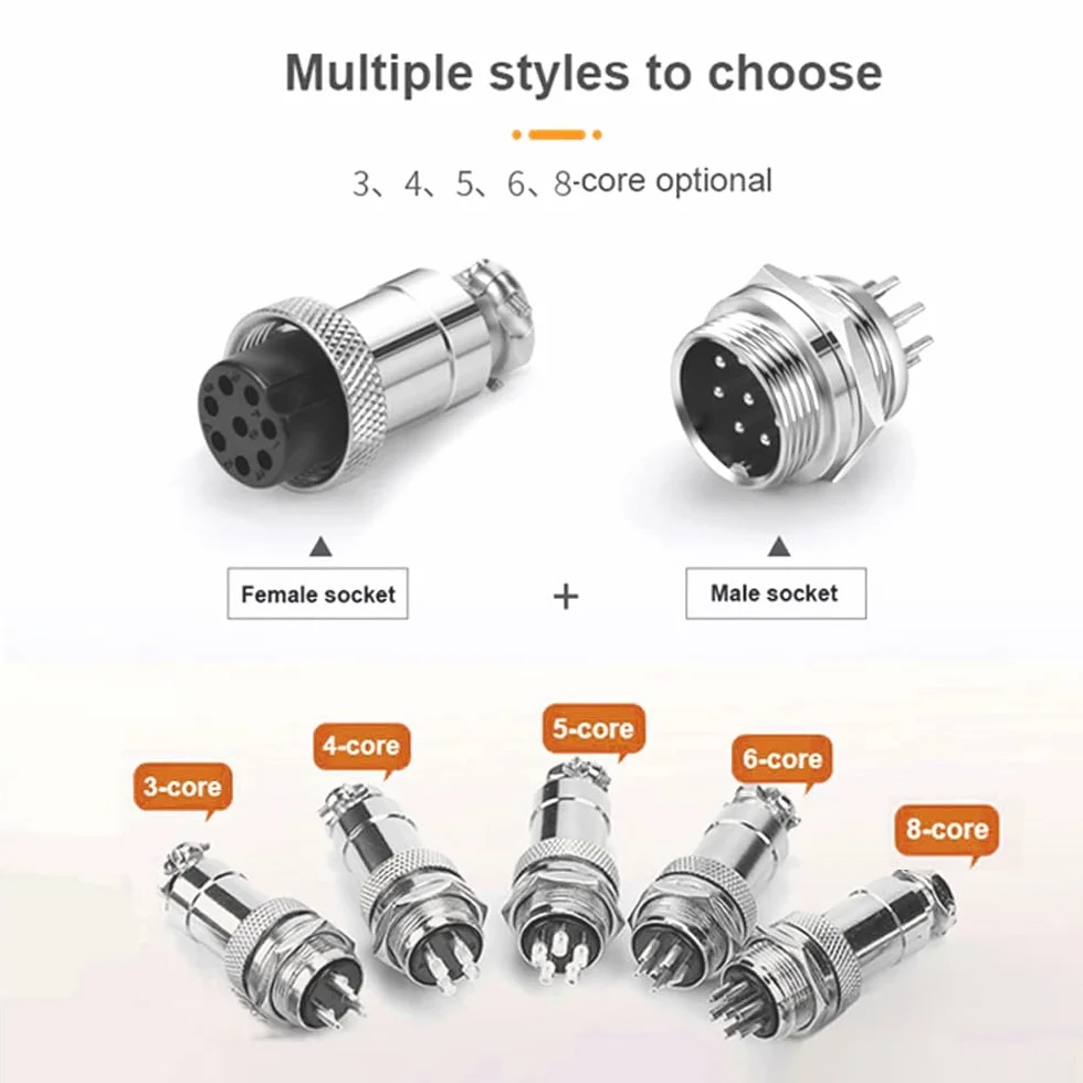 5 sztuk 3-biegunowych GX16 wtyczka Aviation, gwint 16 mm, metalowe złącze kablowe do lotnictwa, 5 A, męskie, damskie, z gumową nasadką