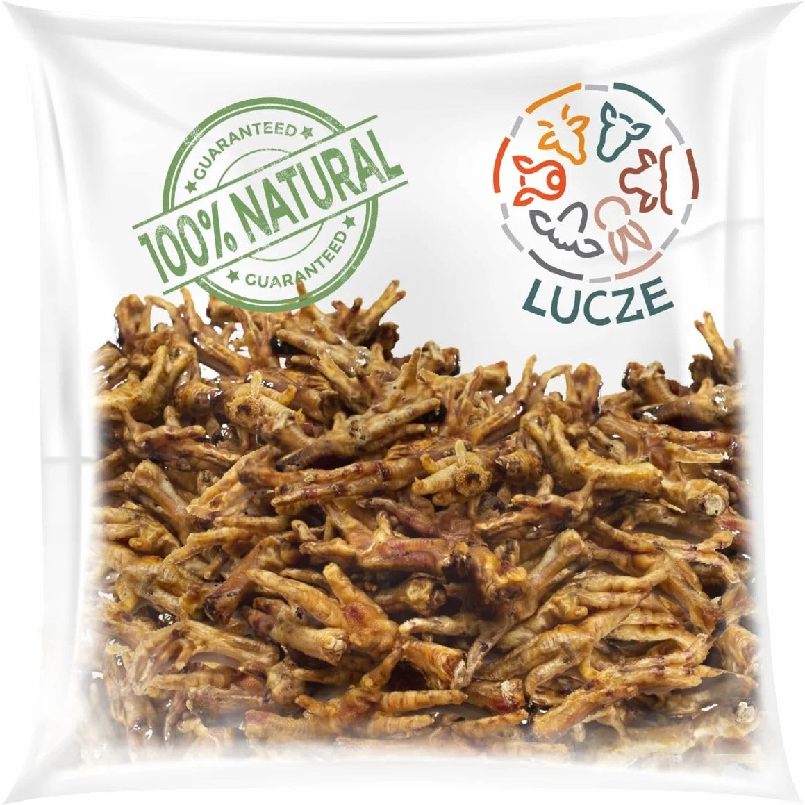 Suszone łapki kurze 1kg, Przysmak z Kurczaka dla Psa, Naturalny Gryzak, Polska Produkcja, Bogaty w Kolagen, Wspiera Stawy i Zęby, Lekkostrawna Przekąska Bez Konserwantów od Lucze