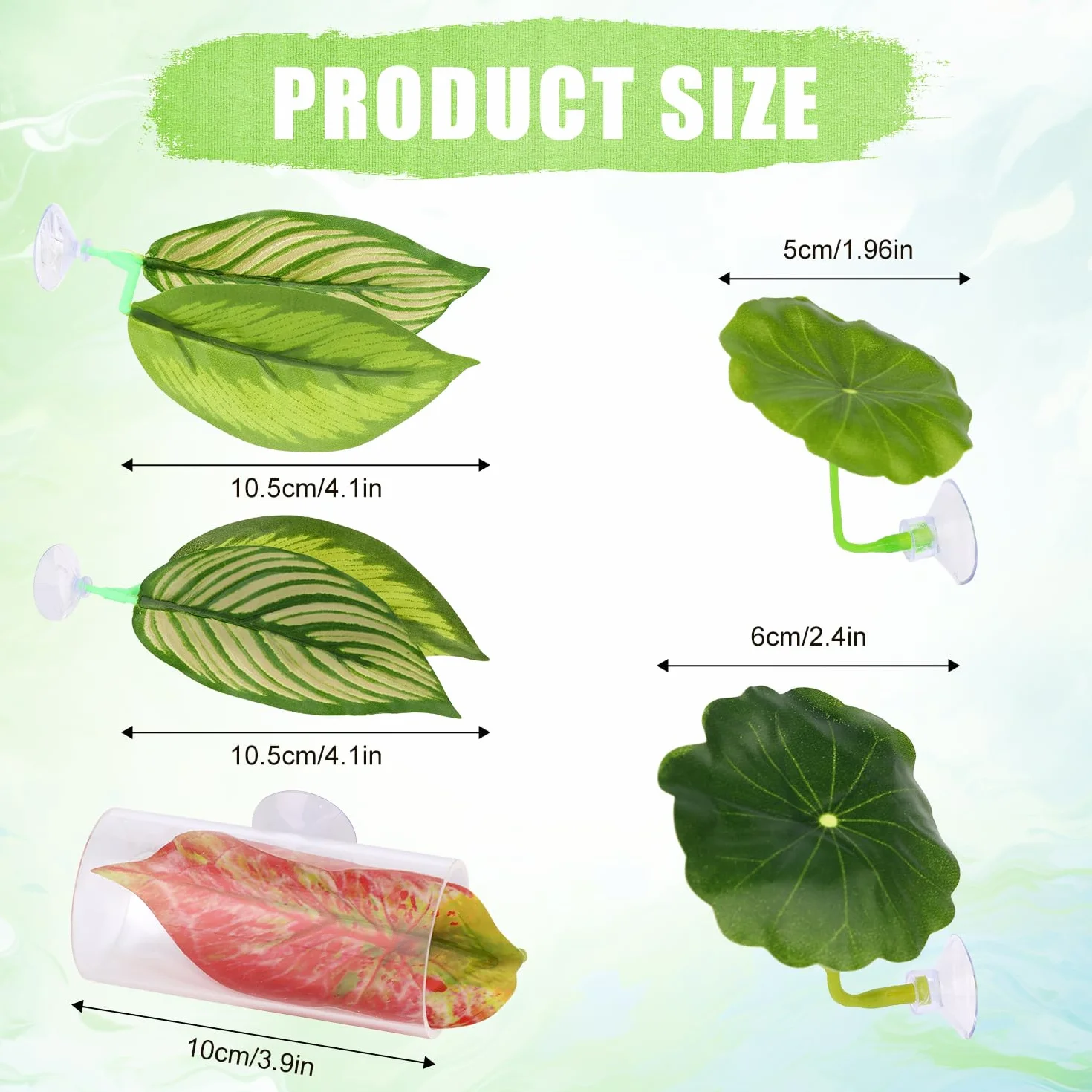 BOXOB 5szt Zestaw Hamaków Betta, Plastikowy Regulowany Hamak Betta Leaf z Przyssawką i Przezroczystym Tunelem Rurowym Zabawki dla Ryb Beta Kryjówka Akwarium Dekoracje i Akcesoria do Akwarium Beta