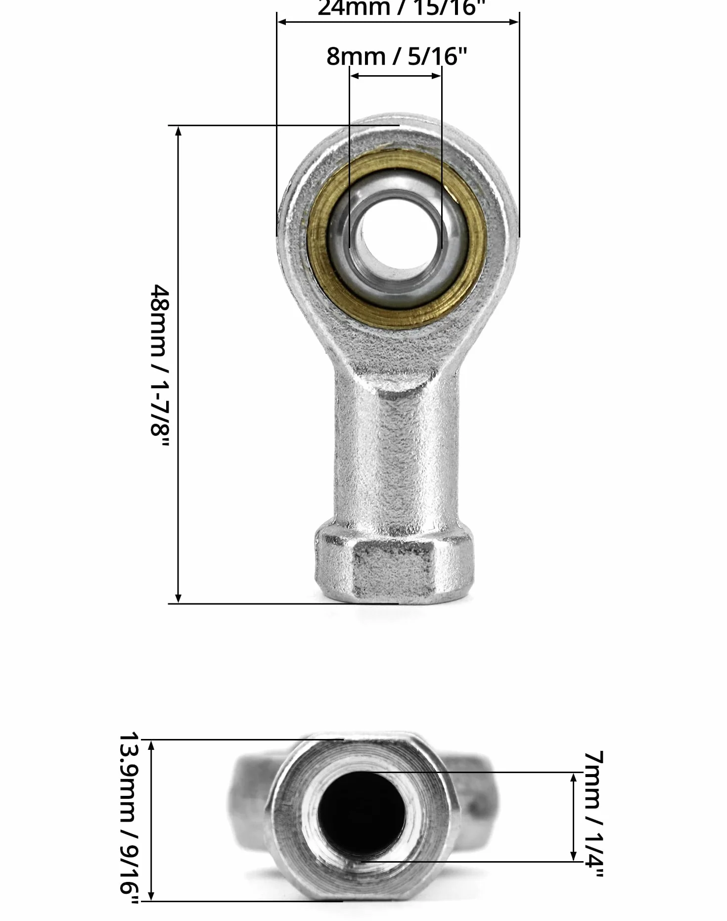QWORK łożyska przegubowe M8 x 1,25 8 mm gwint wewnętrzny samosmarujące