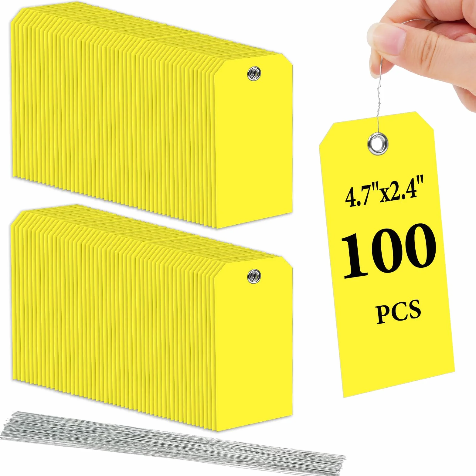 Flintronic 100 sztuk wodoodpornych etykiet wysyłkowych z tworzywa sztucznego, do pisania, wielokrotnego użytku, do opisywania i identyfikacji, na klucze, bagaż (żółte)