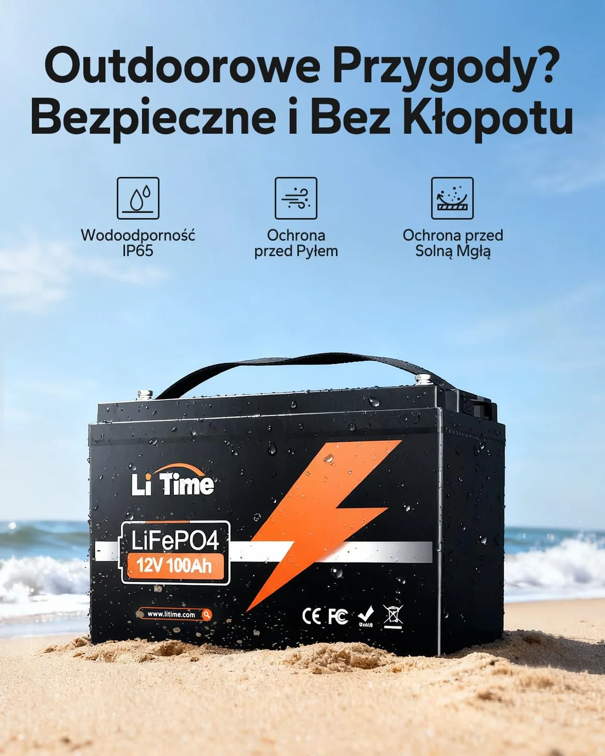 LiTime 12V 100Ah LiFePO4 Akumulator Litowy, Do 15 000 Cykli i 10 Lat Żywotność, Bateria LiFePO4 z Płytką BMS 100A, Akumulator LiFEPO4 Idealny Do kamperów, Zastosowań Poza Siecią, Łodzie