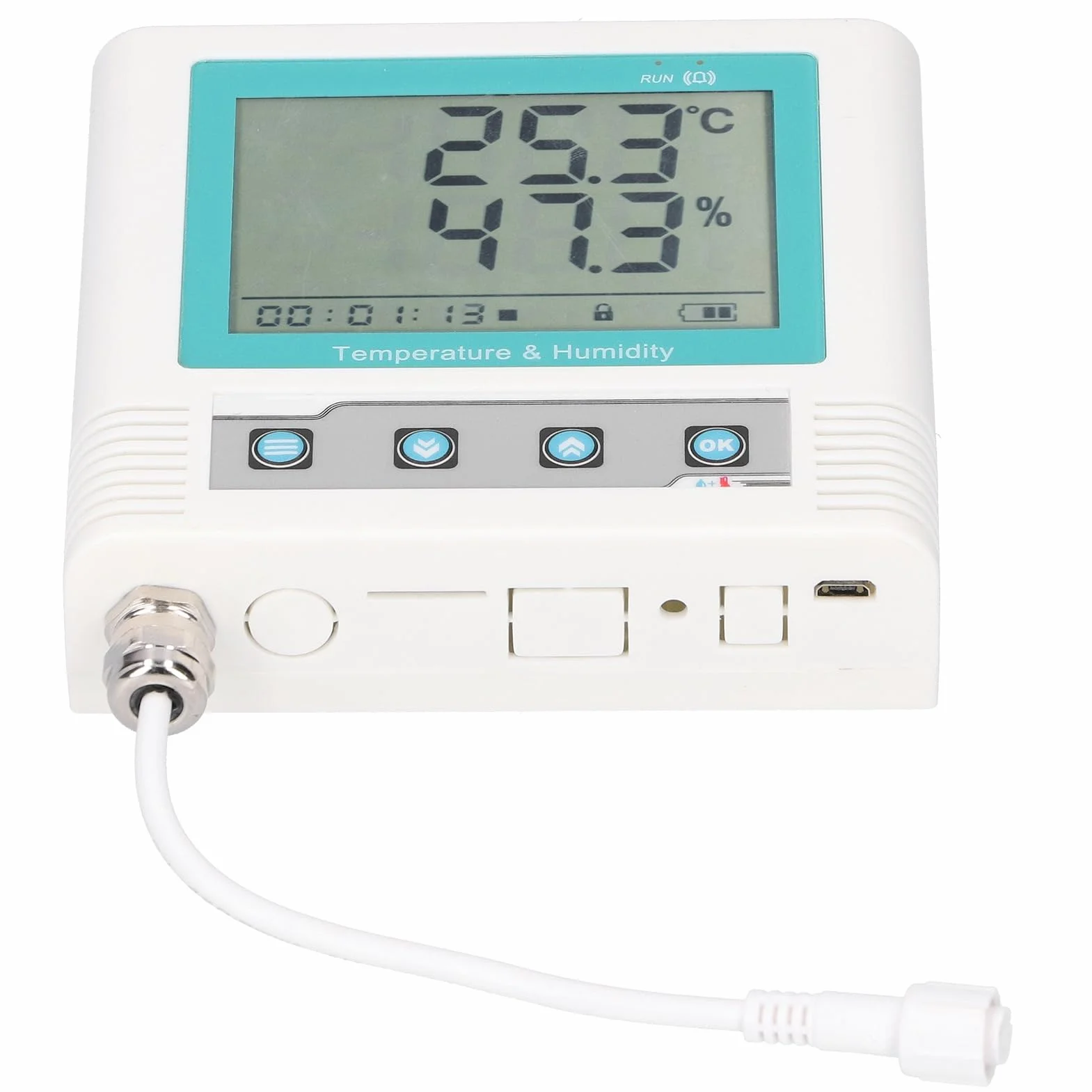 Rejestrator Wilgotności Temperatury USB, Rejestrator Danych i wilgotność LCD Wyświetl Rejestrator USB DC 5V Wysoka dokładność Brzęczyk Czujnika, Rejestrator Danych (Zestaw danych 26 W.) (Dane grupy