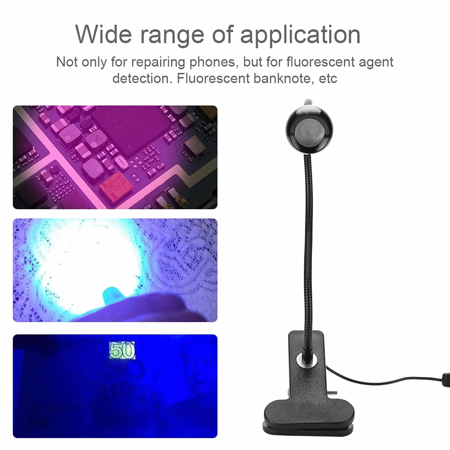 Lampa Utwardzająca Klej UV USB 3W, Najwyższej Jakości Ultrafioletowe światło LED USB z Klipsem i Przełącznikiem do Naprawy Telefonu