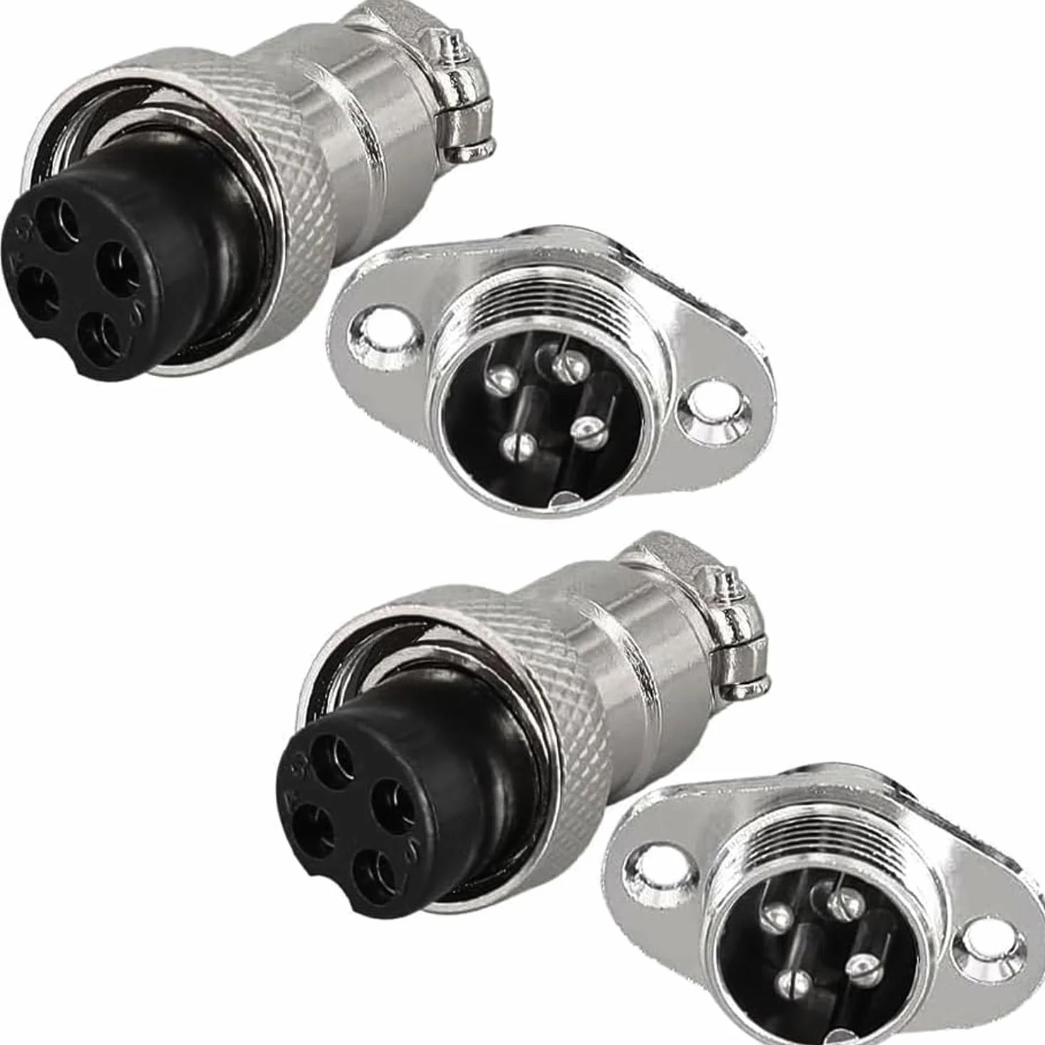 RUNCCI-YUN 2 sztuki GX12 4 Pin wtyczka Aviation, okrągła metalowa wtyczka lotnicza, kołnierz diamentowy M12 GX12 męski żeński łącznik 3-pinowy montaż panelowy łącznik kablowy