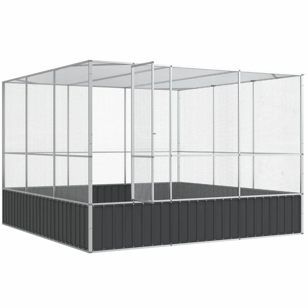 vidaXL Woliera, srebrna, 311x307x212 cm, stal