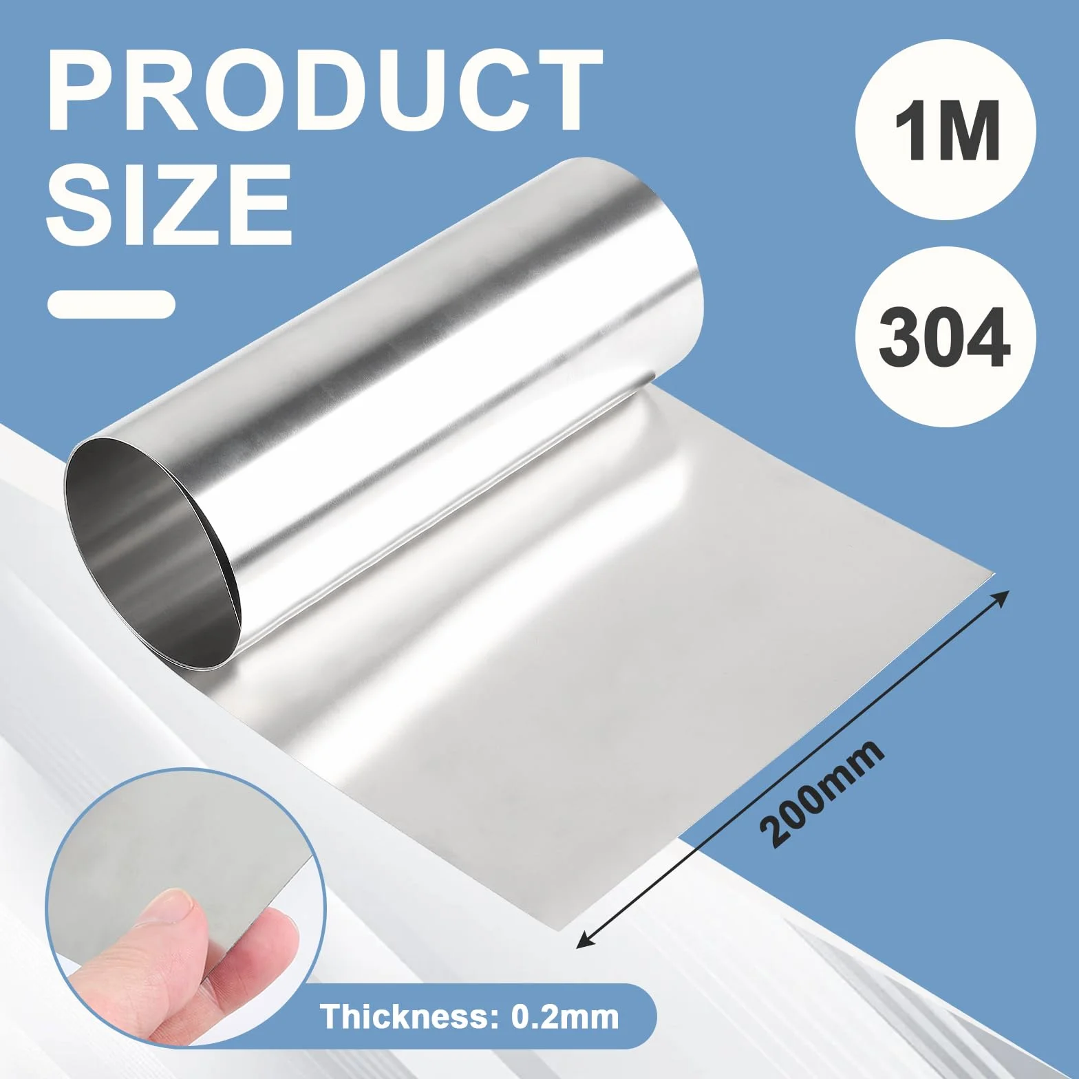 EFUTURETIME Blacha ze stali nierdzewnej, 0,2 x 1000 mm x 1000 mm, do projektu rzemieślniczego, naprawy maszyn przemysłowych, ochrony powierzchni, sprzętu elektronicznego