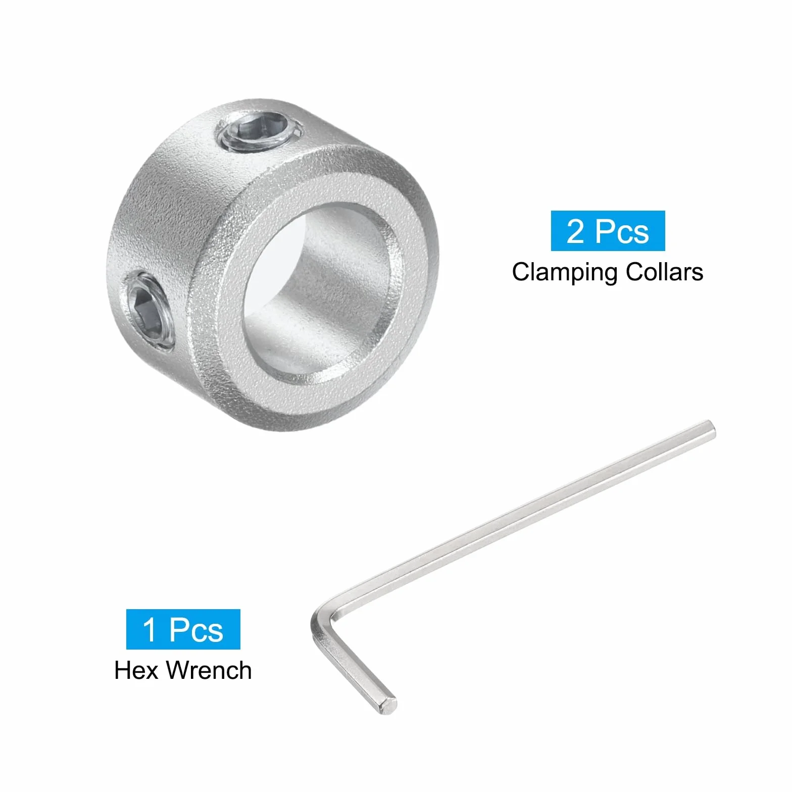 QUARKZMAN Zestaw kołnierzy dzielonych wału 8 mm, 2 szt. Kołnierze blokujące 14 mm OD, grubość 8 mm, kołnierz blokujący ze stopu aluminium ze śrubami mocującymi M4 i jednym kluczem