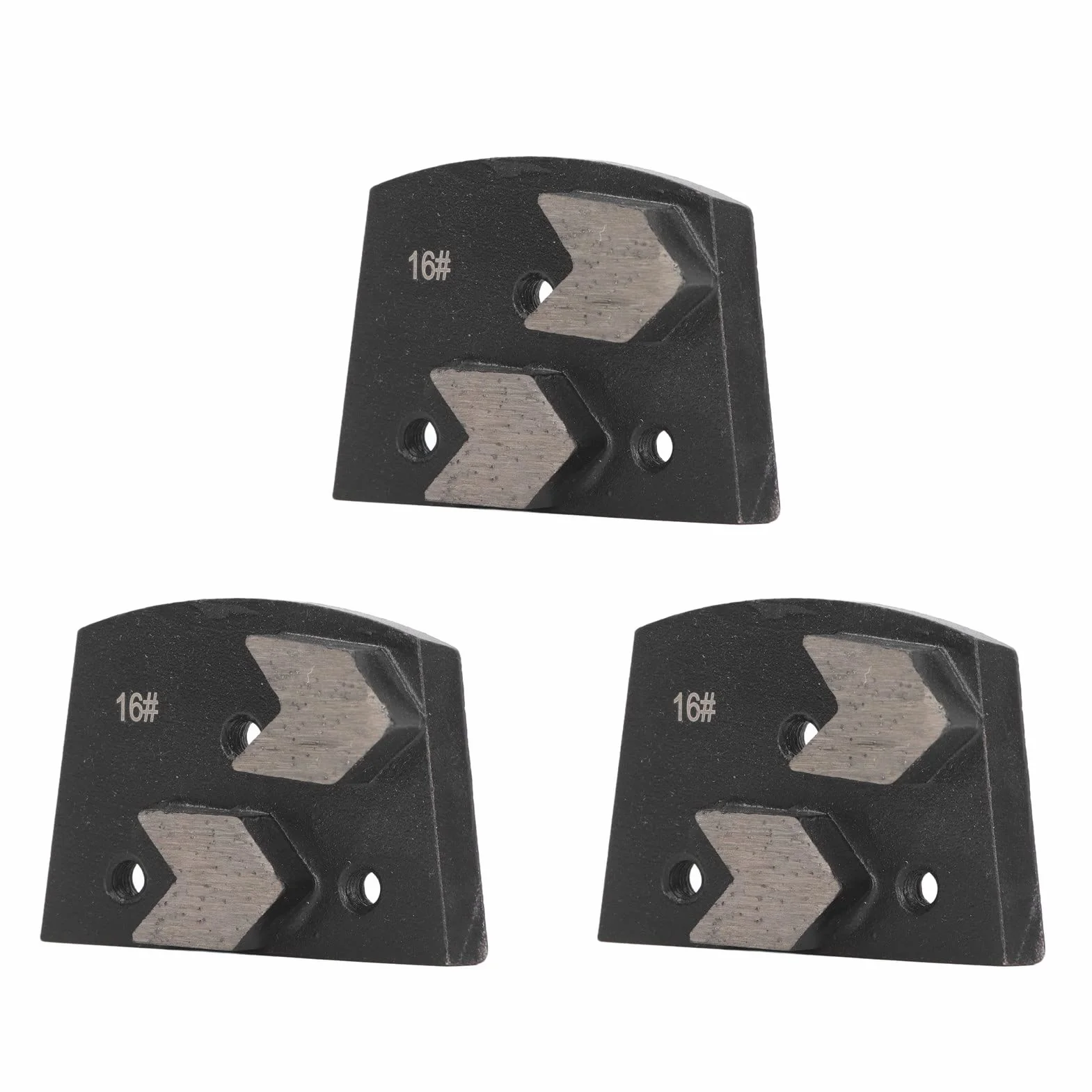 Diamentowe buty szlifierskie, 3 sztuki, trapezowe podkładki szlifierskie ze stali stopowej o ziarnistości 16, penetrujące, wysoka twardość, długa żywotność, odporne na zużycie, do usuwania