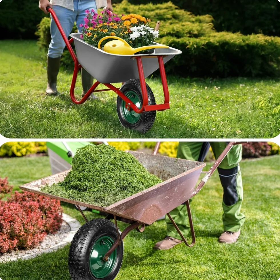 Koło Do Taczki Pompowane z Dętką 4.80/4.00-8 Felga Stalowa Podwójne Łożyska Kulkowe Obciążenie 200 Kg Czarne